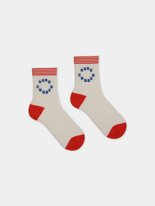 Calze in spugna bianche per bambini con logo,Bobo Choses,124AI001