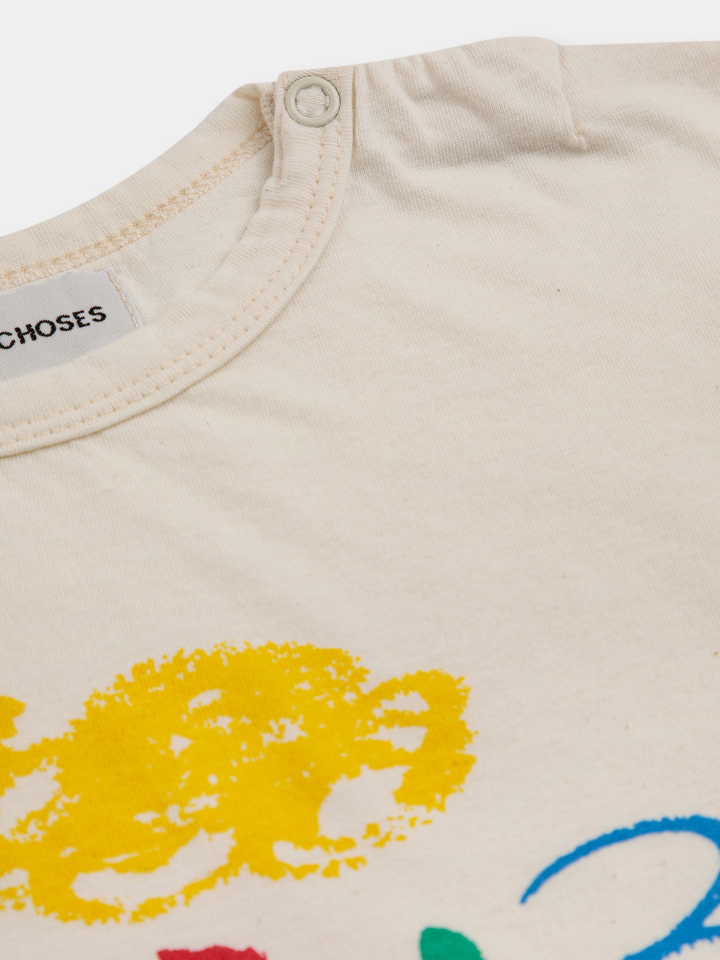 T-shirt avorio per neonato con stampa multicolor,Bobo Choses,124AB002