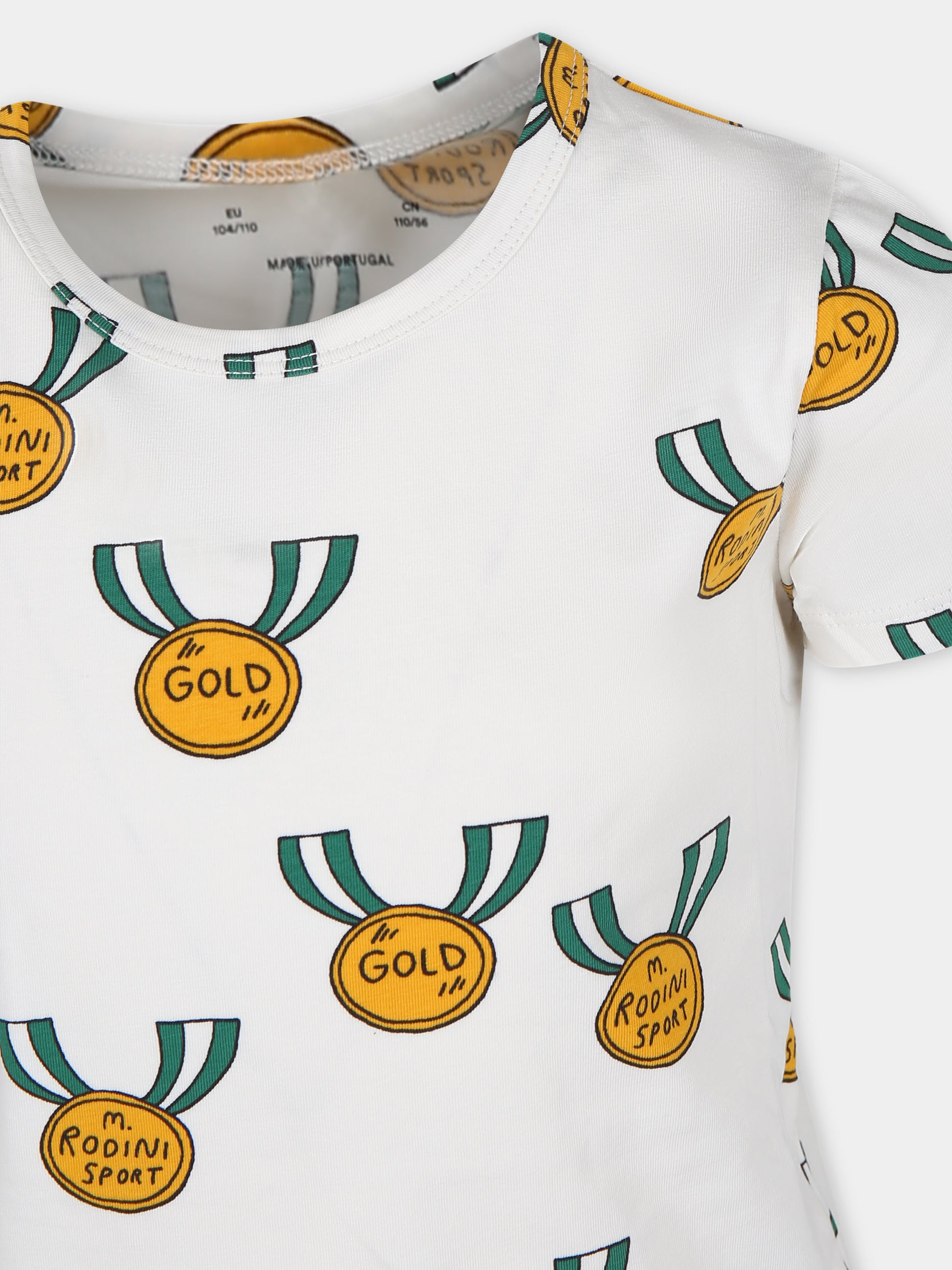 T-shirt avorio per bambini con medaglie,Mini Rodini,2422014997