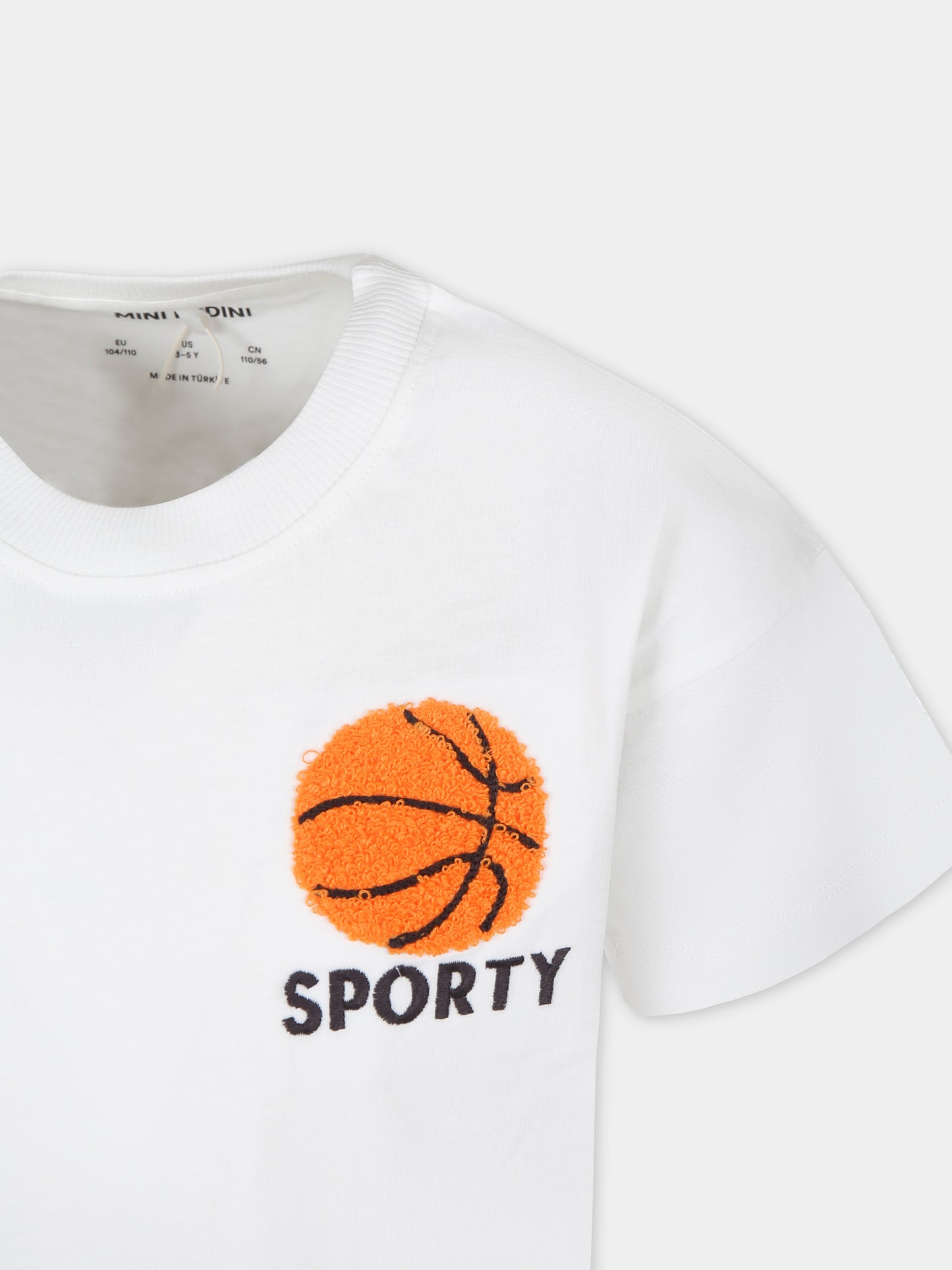 T-shirt bianca per bambini con palla da basket,Mini Rodini,2422014510