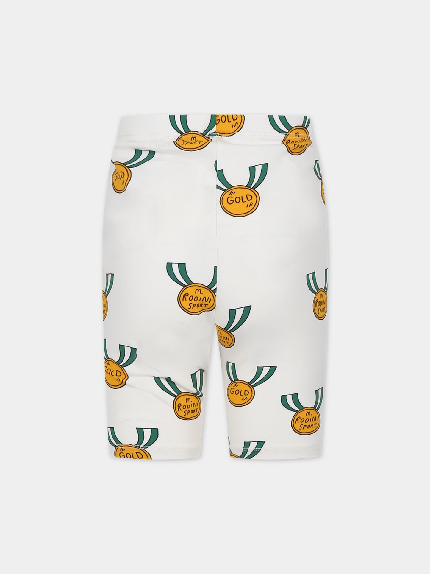 Shorts sportivo avorio per bambini con medaglie,Mini Rodini,2423014297
