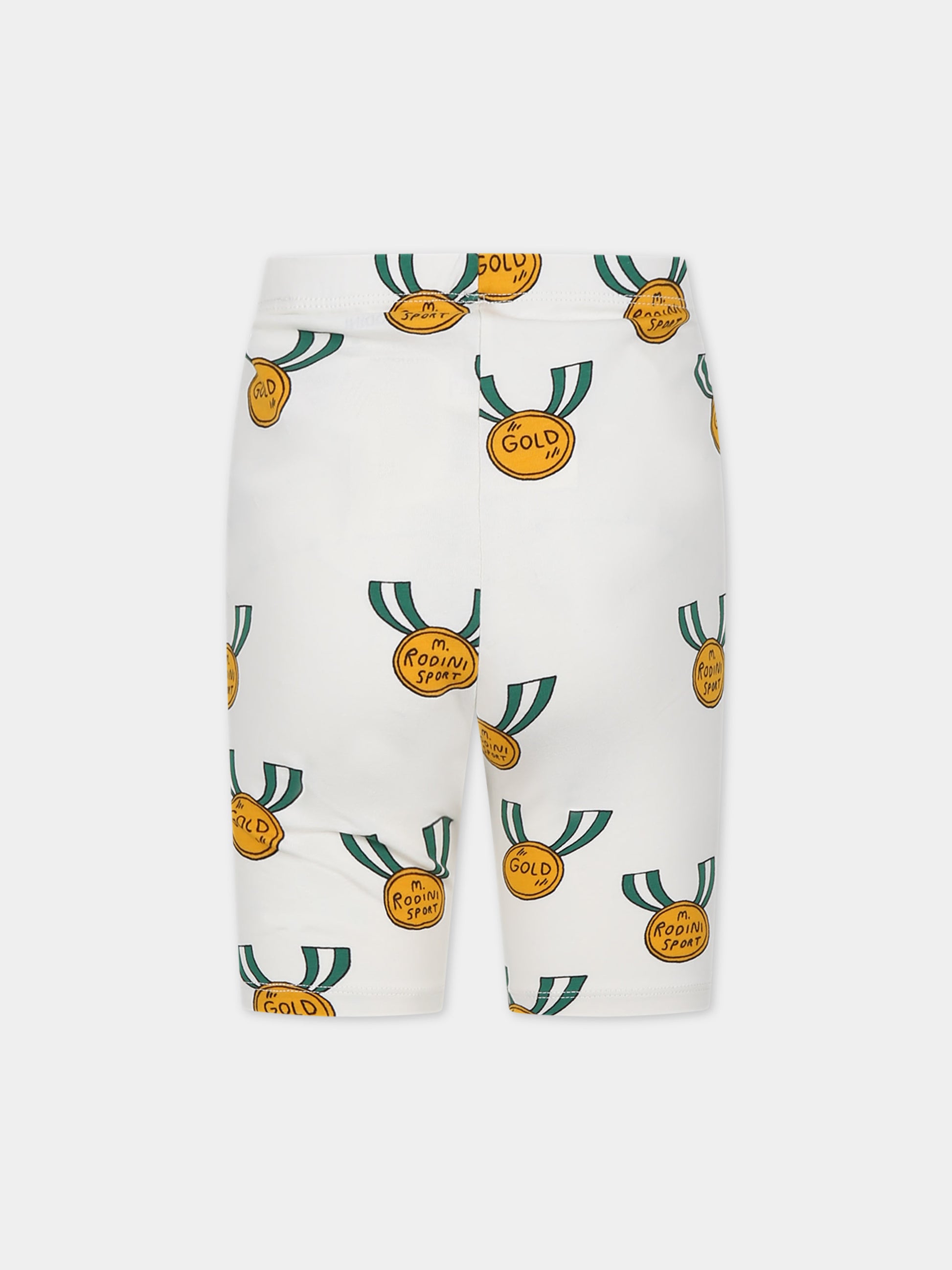 Shorts sportivo avorio per bambini con medaglie,Mini Rodini,2423014297
