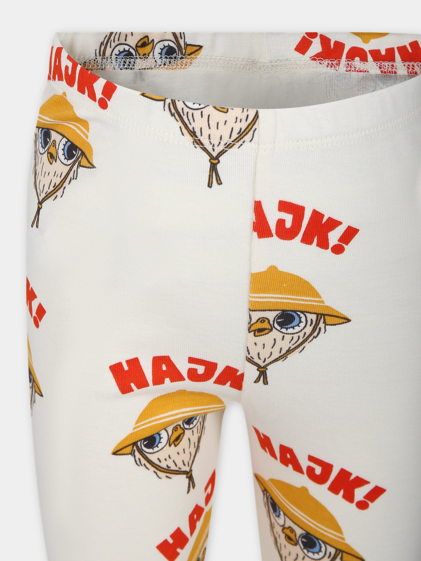 Leggings avorio per bambini con gufo,Mini Rodini,2423015611