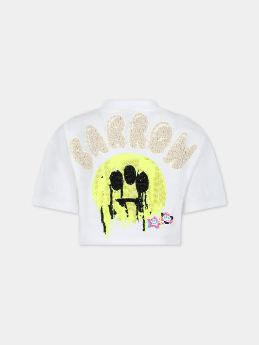 T-shirt bianca per bambina con smile,Barrow,S4BKJGTH122 002