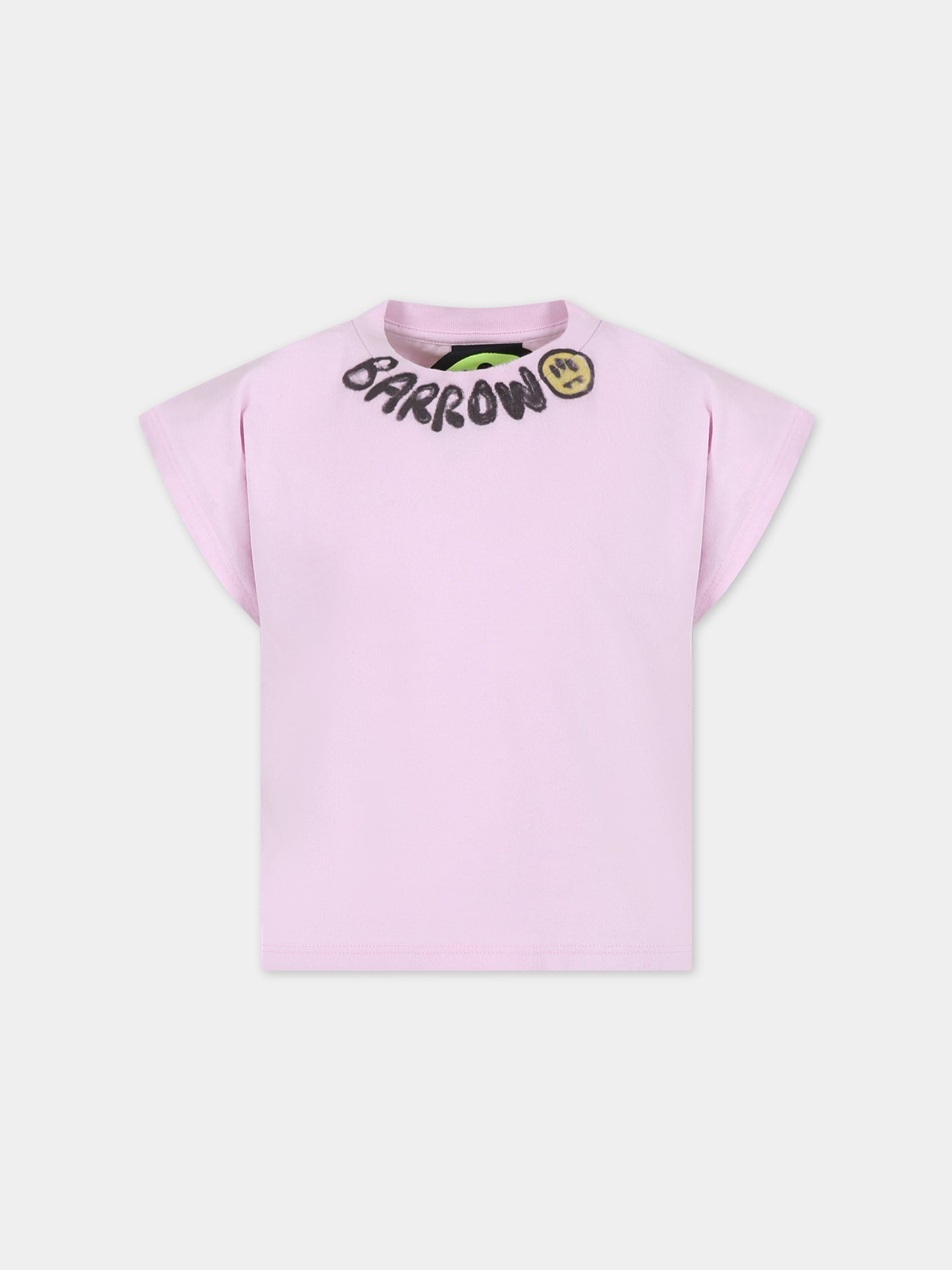 T-shirt rosa per bambina con logo e smile,Barrow,S4BKJGTH041 BW014