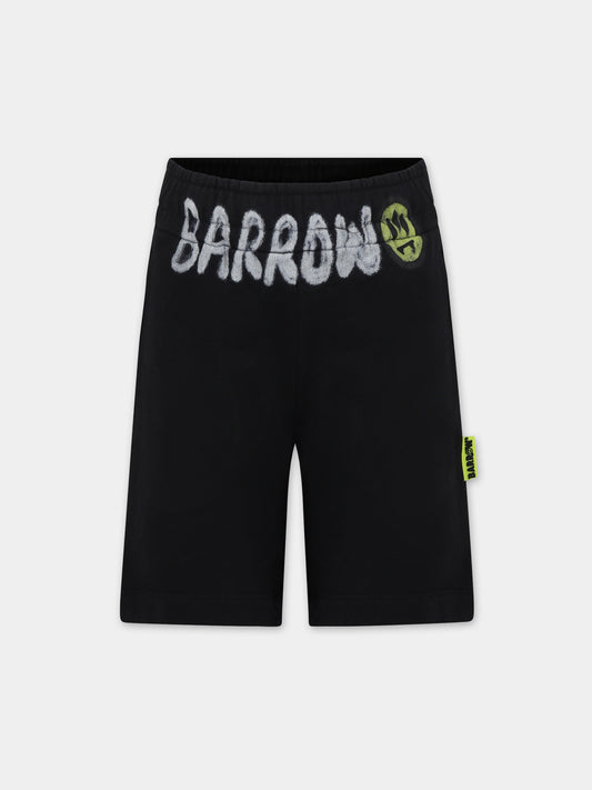 Shorts neri per bambino con logo,Barrow,S4BKJUBE029 110