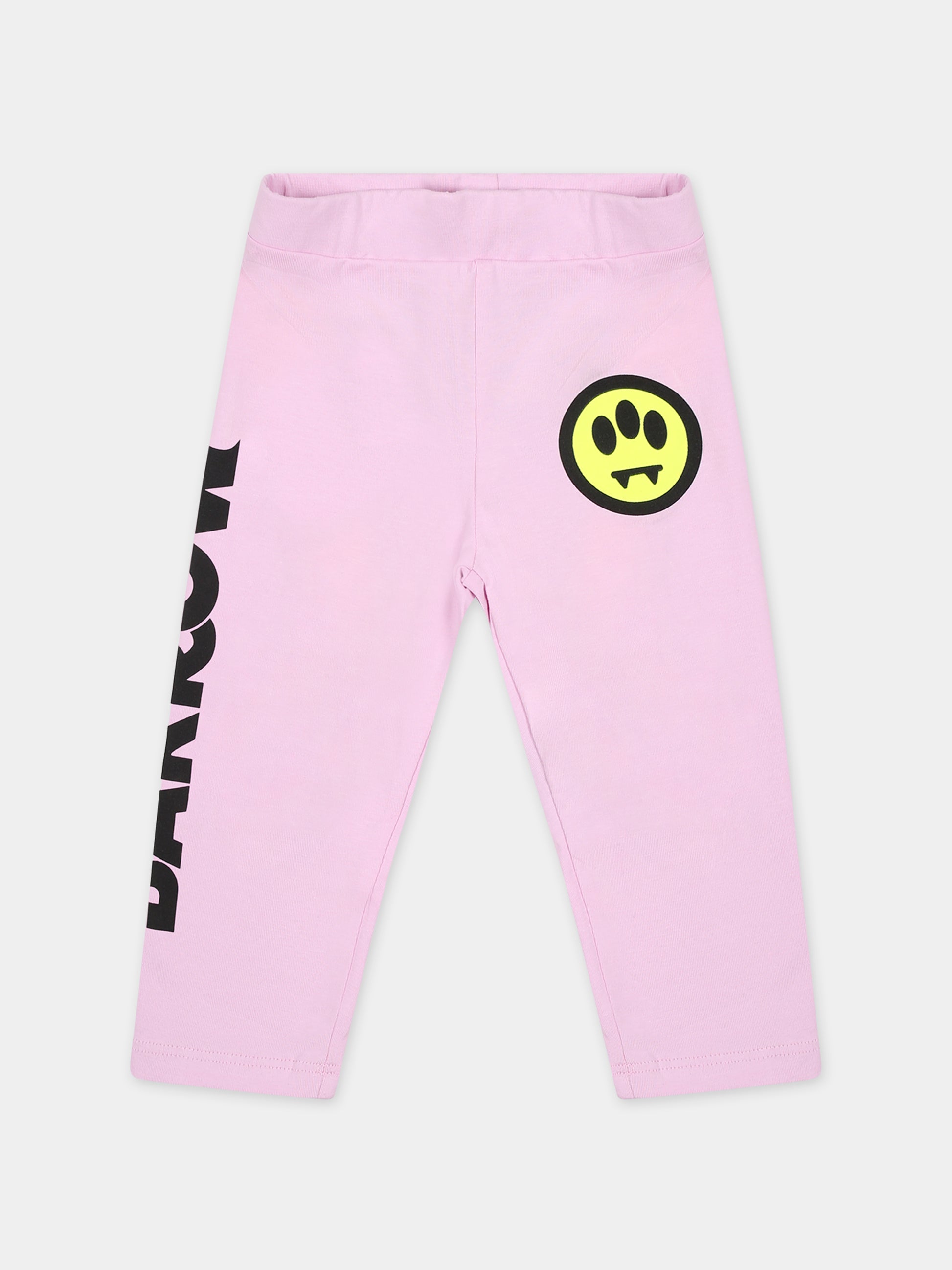 Leggings rosa per neonata con smile e logo,Barrow,S4BKNGLG143 BW014
