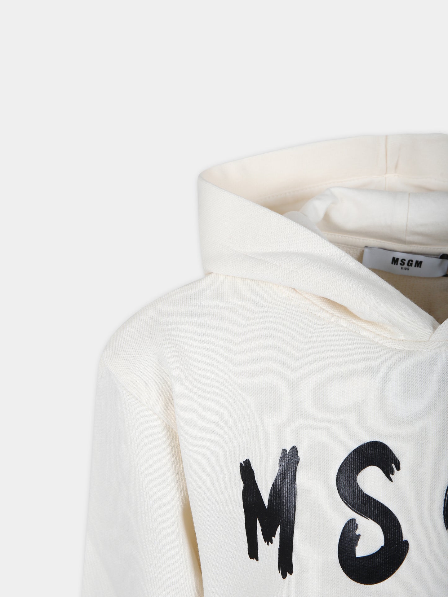 Felpa avorio per bambini con logo,Msgm Kids,S4MSJUHS018 013