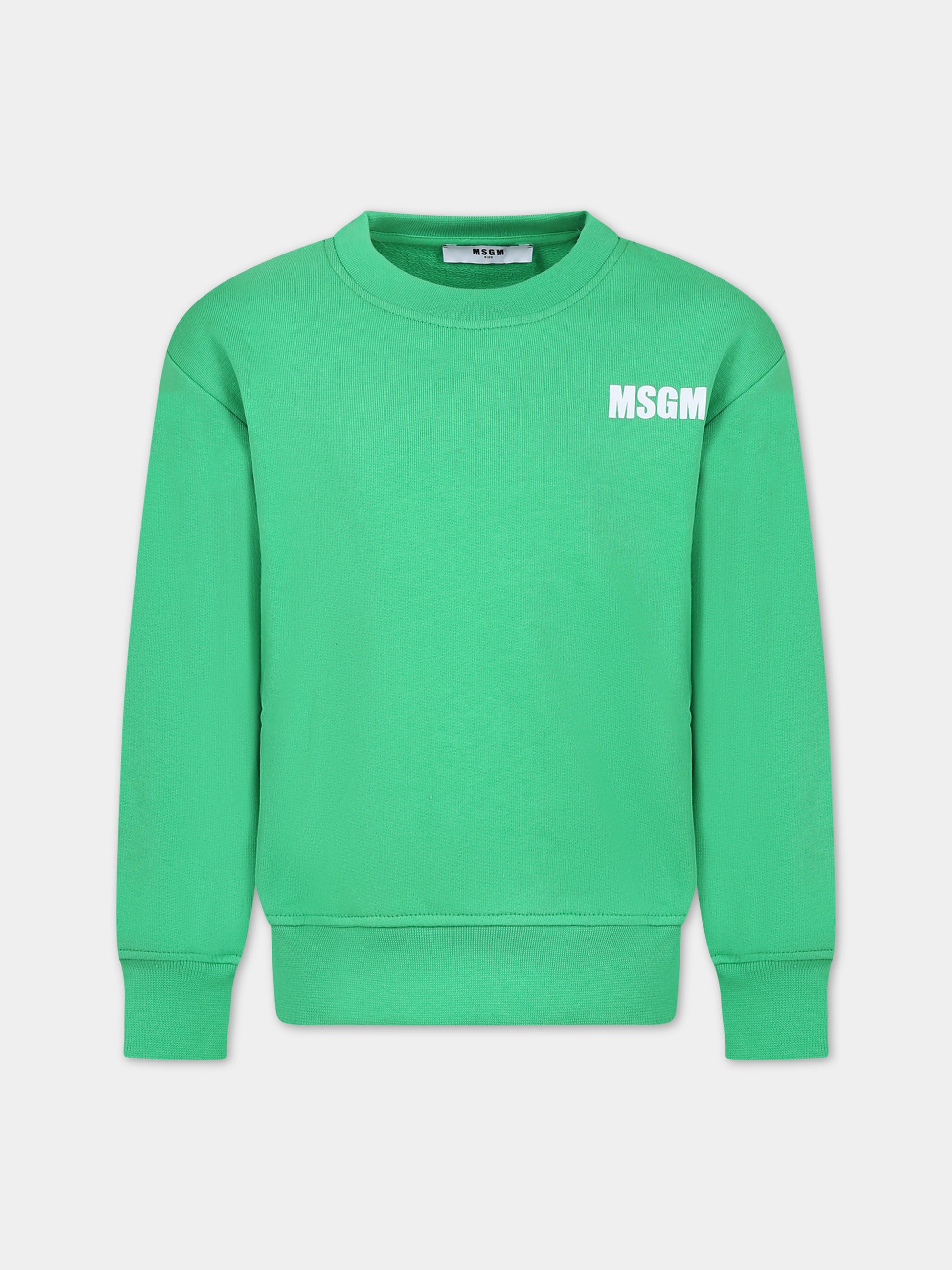 Felpa verde per bambini con logo,Msgm Kids,S4MSJUSW013 080