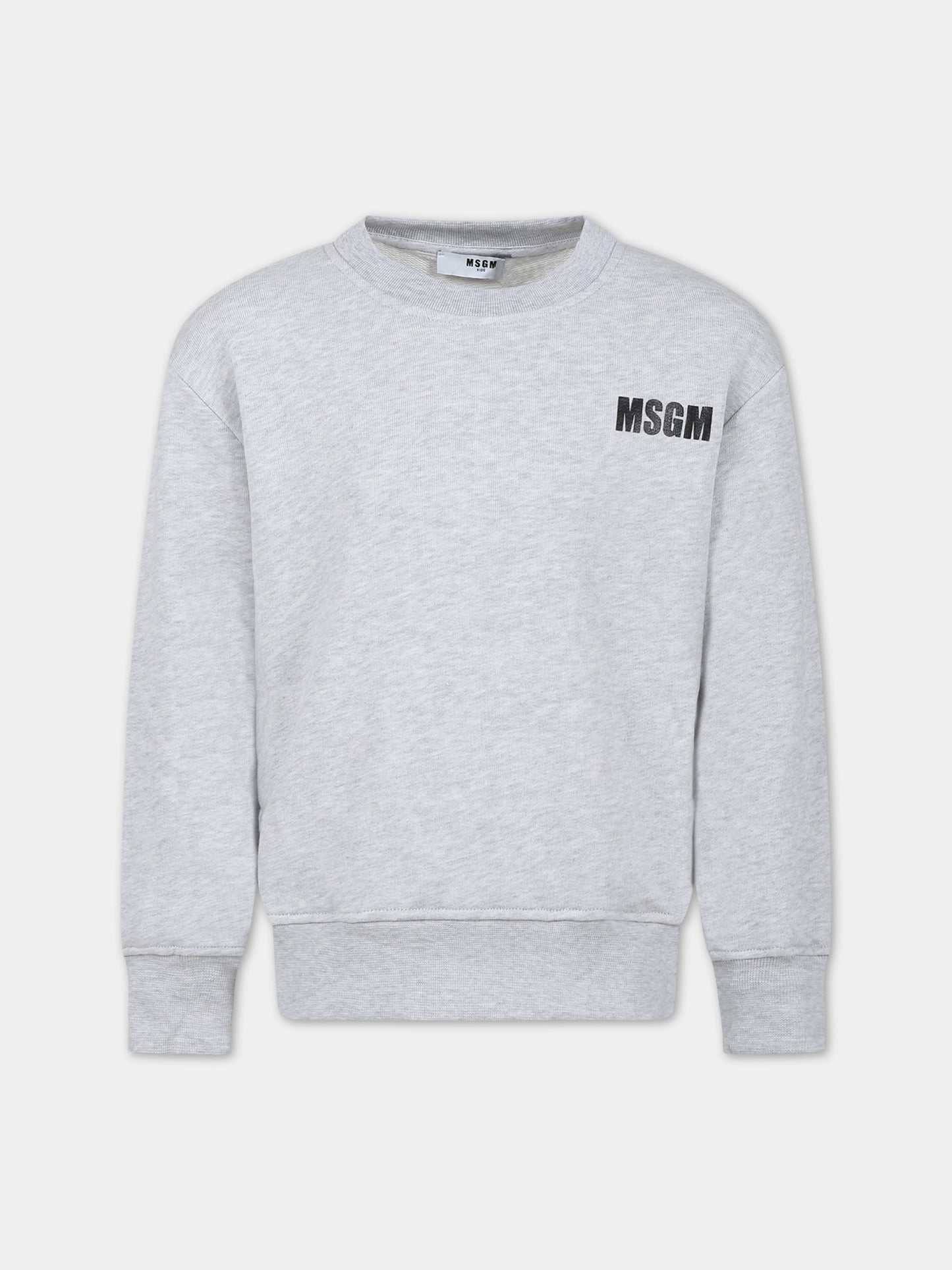 Felpa grigia per bambini con logo,Msgm Kids,S4MSJUSW013 107