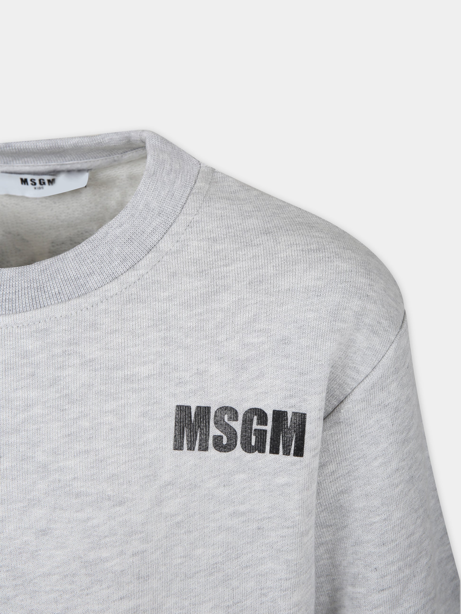 Felpa grigia per bambini con logo,Msgm Kids,S4MSJUSW013 107
