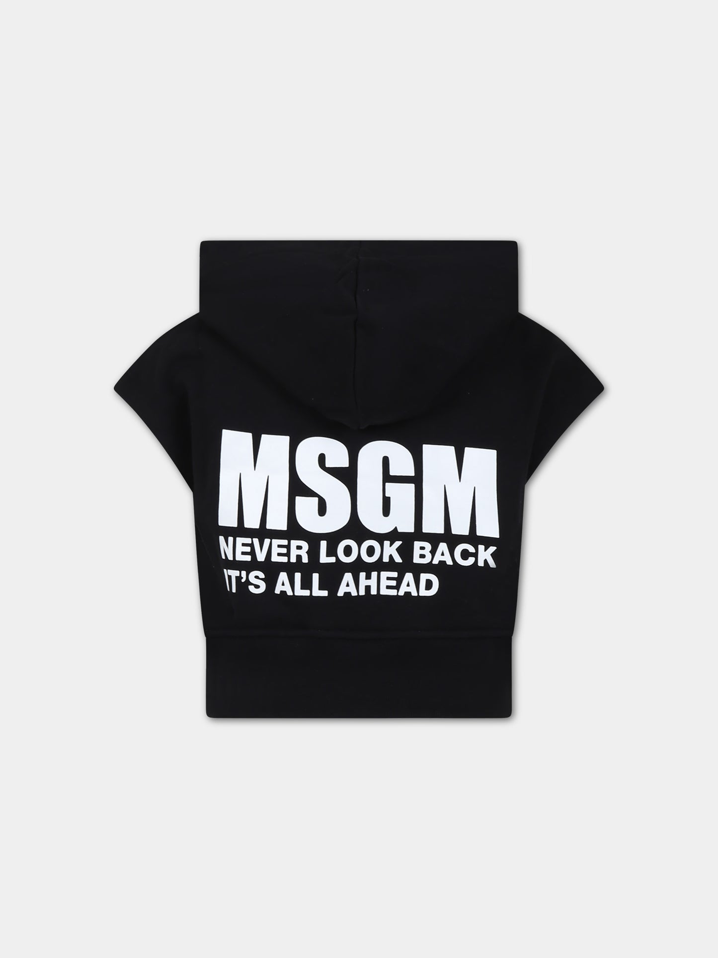 Felpa nera per bambina con logo e scritta,Msgm Kids,S4MSJGHS008 110