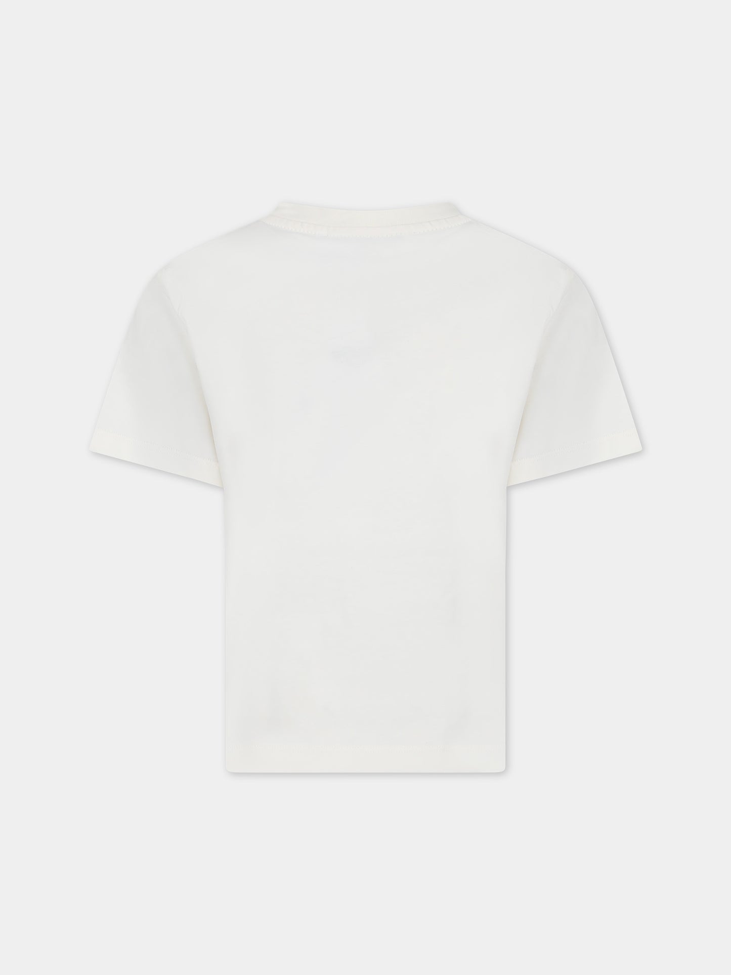 T-shirt avorio per bambini con logo,Msgm Kids,S4MSJUTH012 013