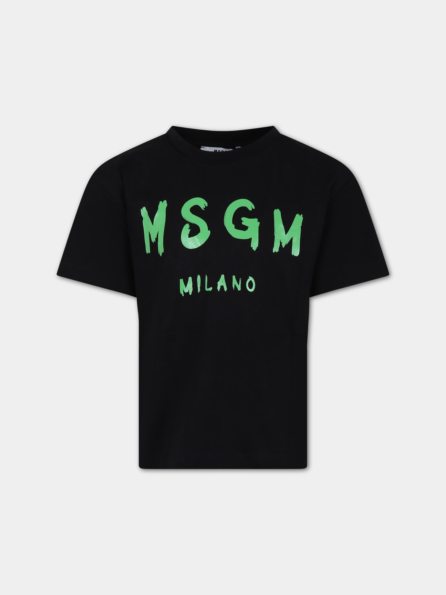 T-shirt nera per bambini con logo,Msgm Kids,S4MSJUTH012 110