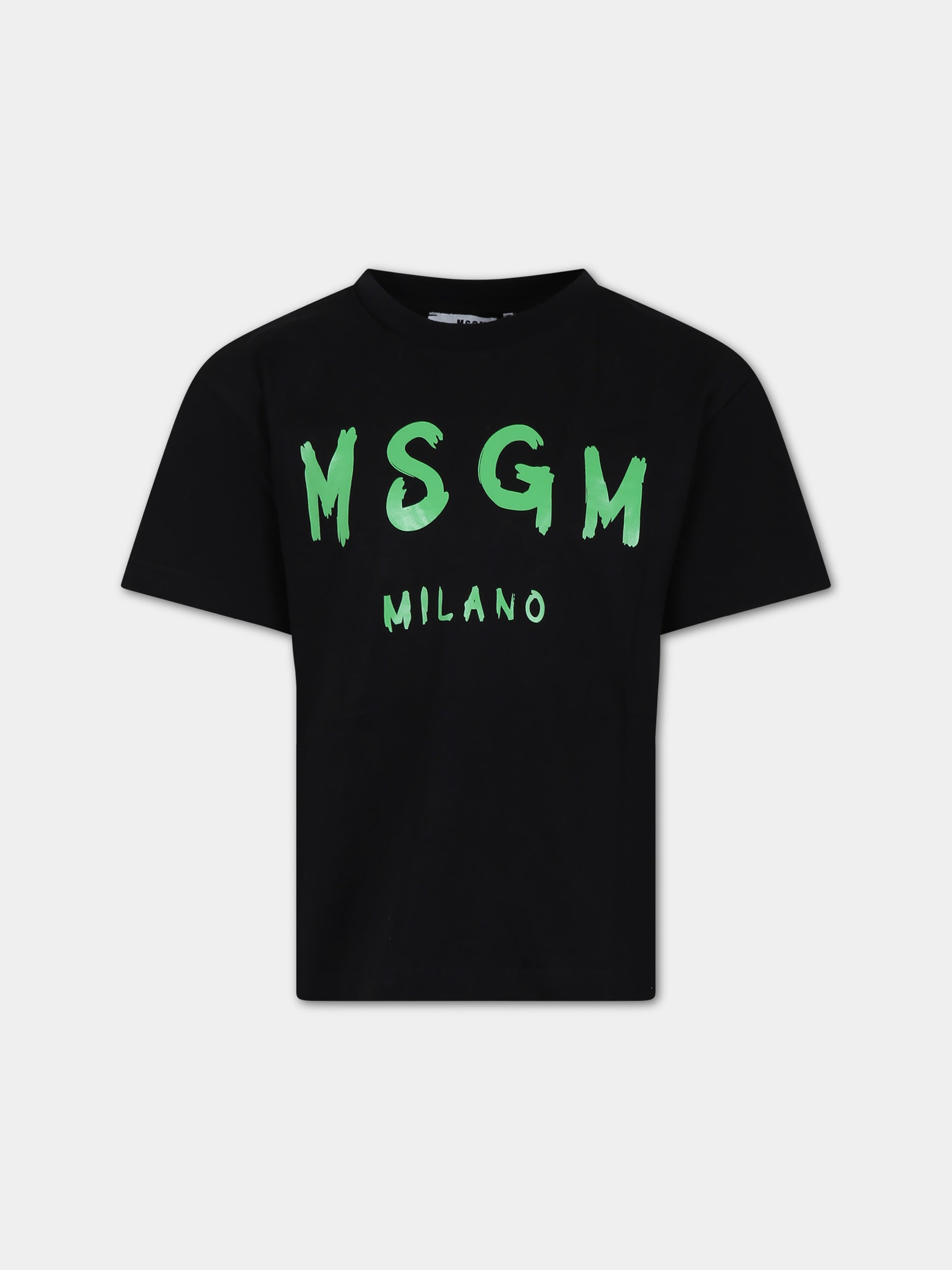 T-shirt nera per bambini con logo,Msgm Kids,S4MSJUTH012 110