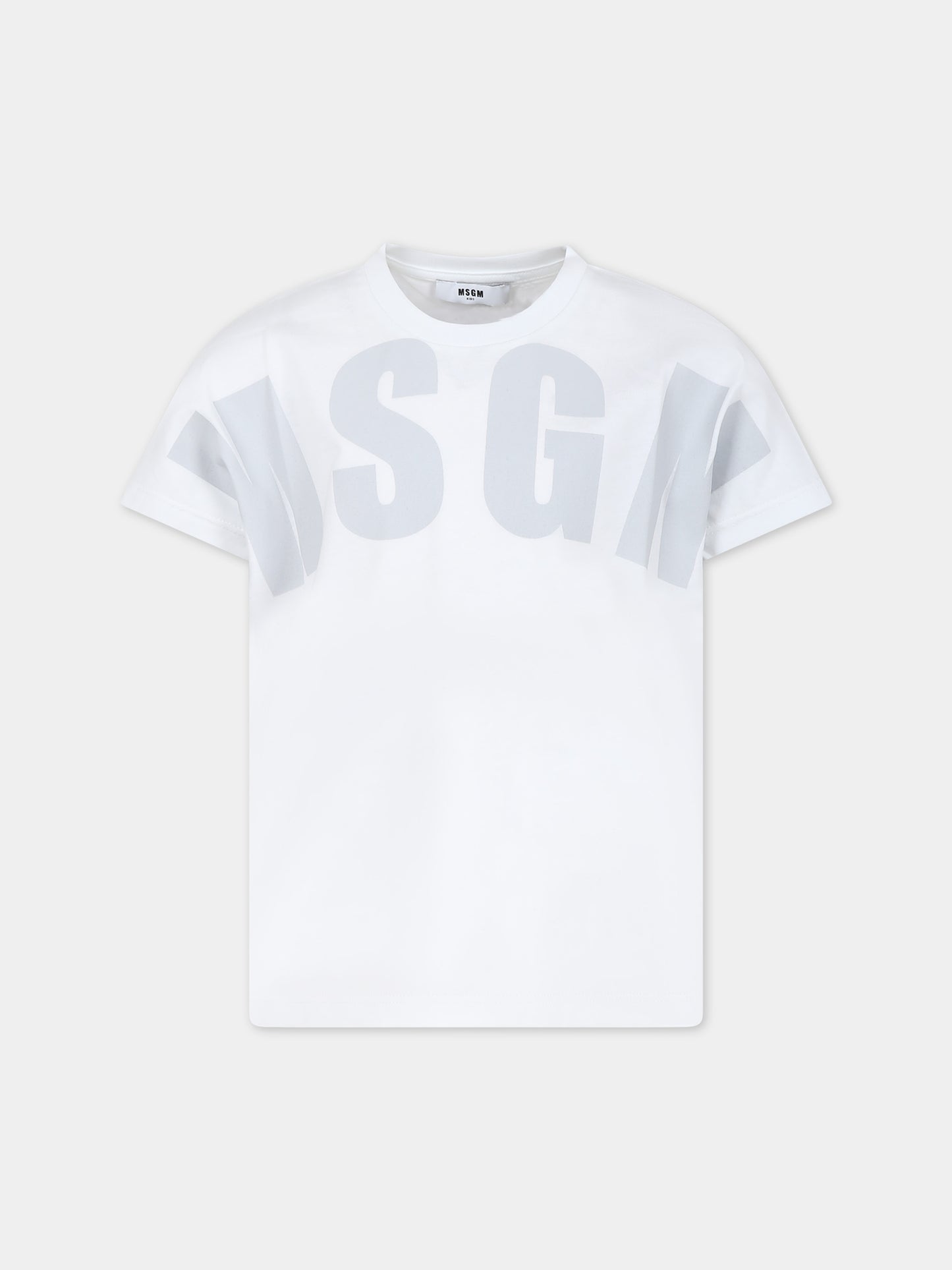 T-shirt bianca per bambini con logo,Msgm Kids,S4MSJUTH006 001