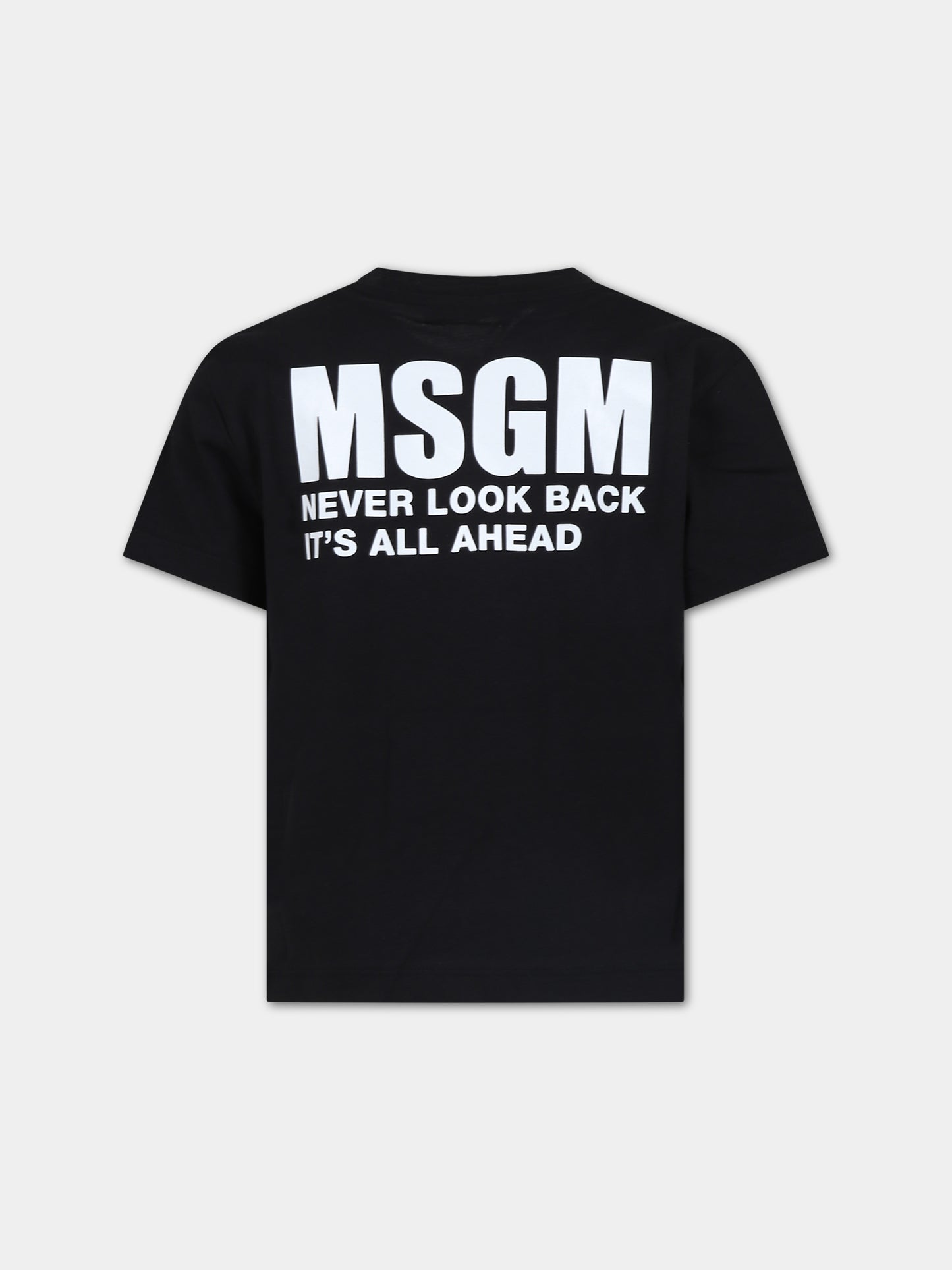 T-shirt nera per bambini con logo,Msgm Kids,S4MSJUTH005 110