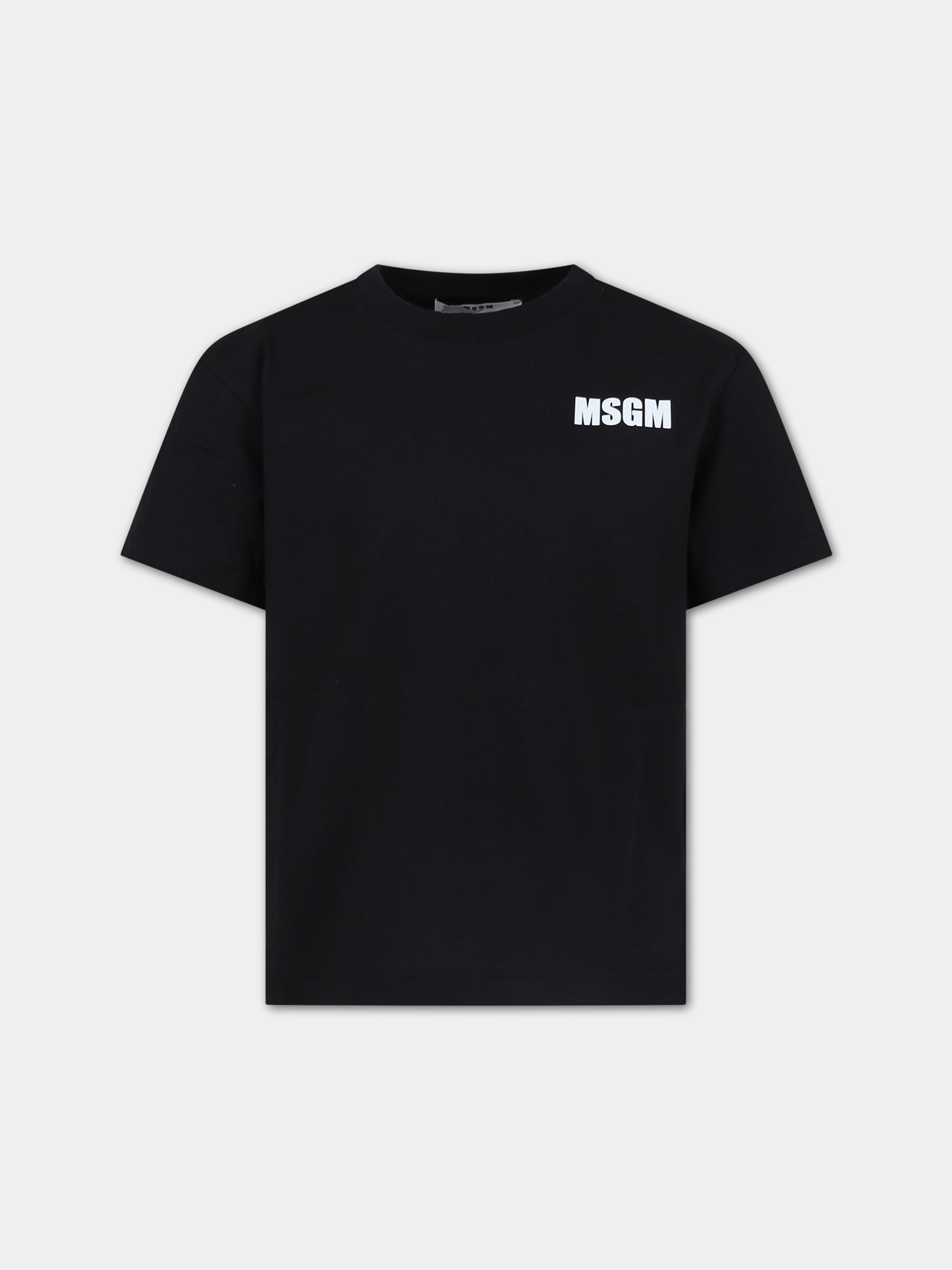 T-shirt nera per bambini con logo,Msgm Kids,S4MSJUTH005 110