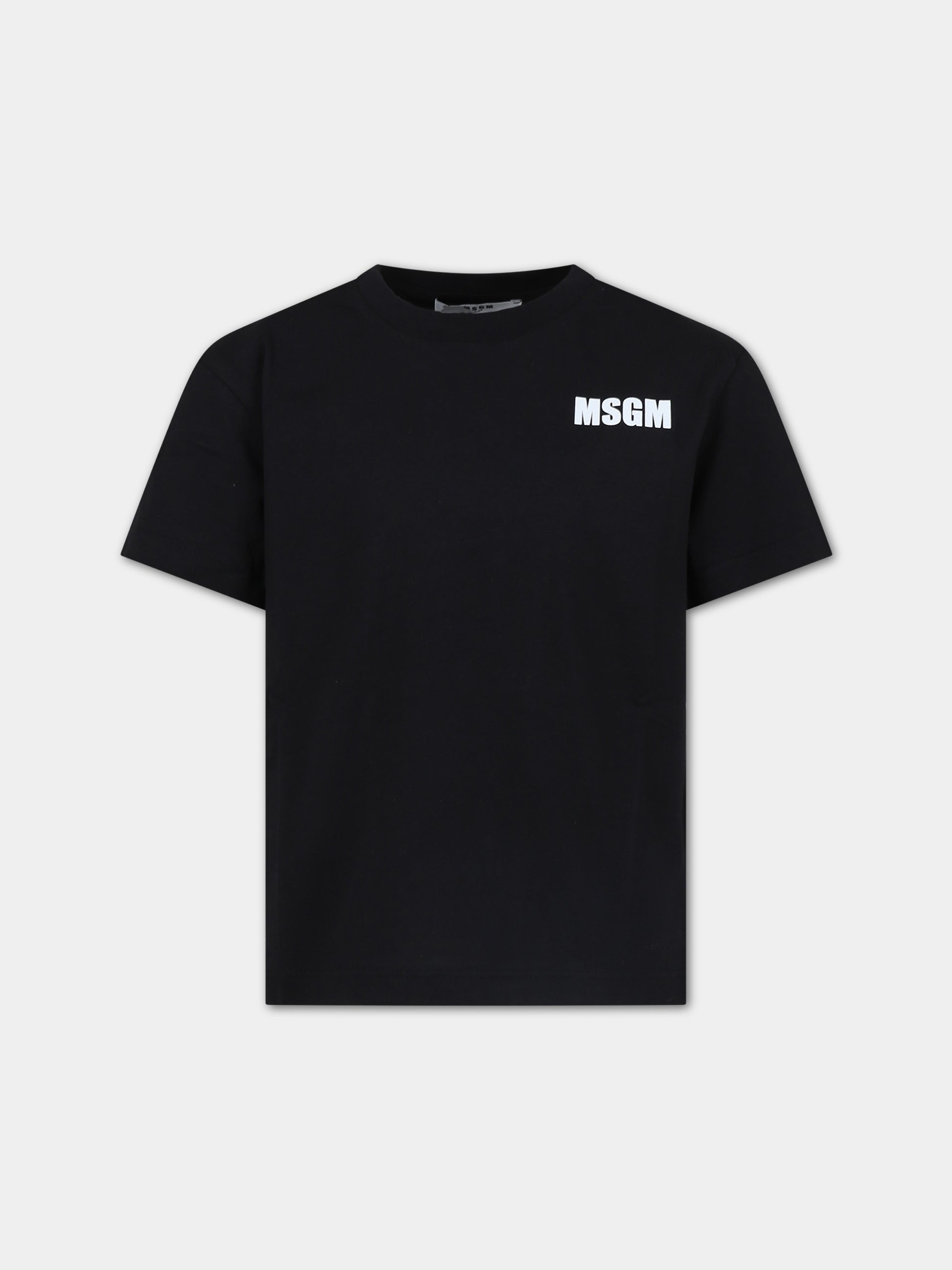 T-shirt nera per bambini con logo,Msgm Kids,S4MSJUTH005 110
