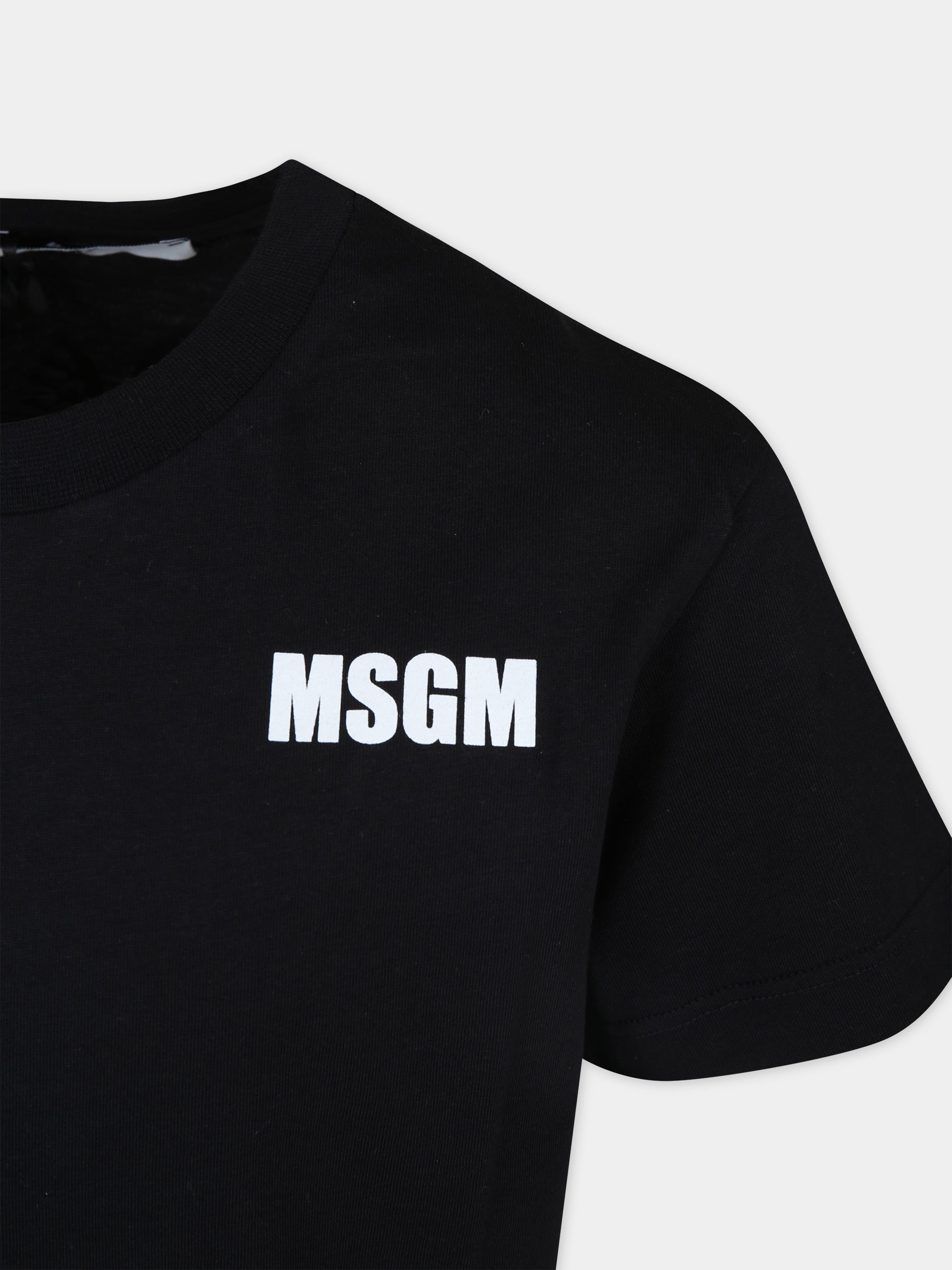 T-shirt nera per bambini con logo,Msgm Kids,S4MSJUTH005 110
