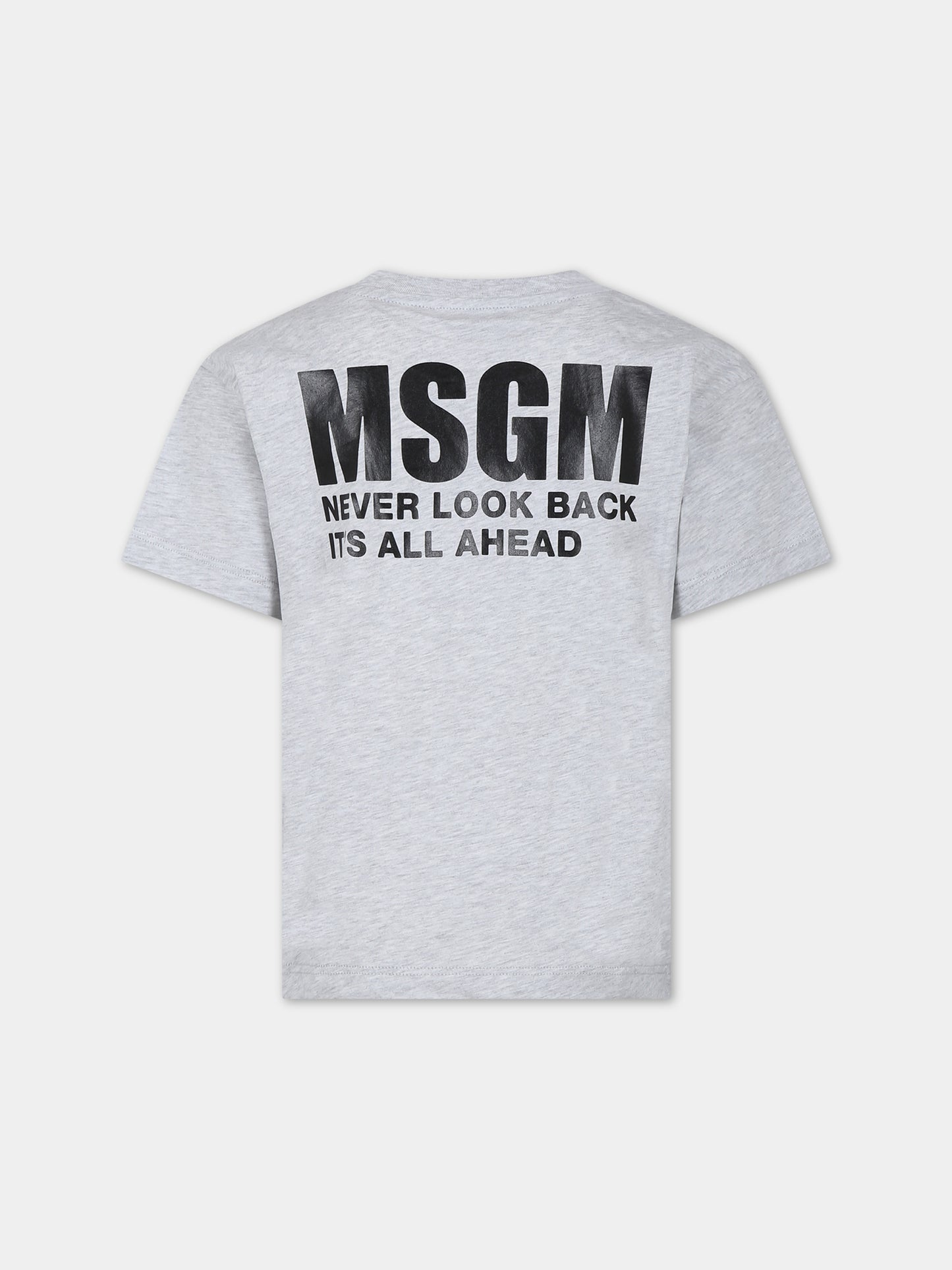 T-shirt grigia per bambini con logo,Msgm Kids,S4MSJUTH005 107