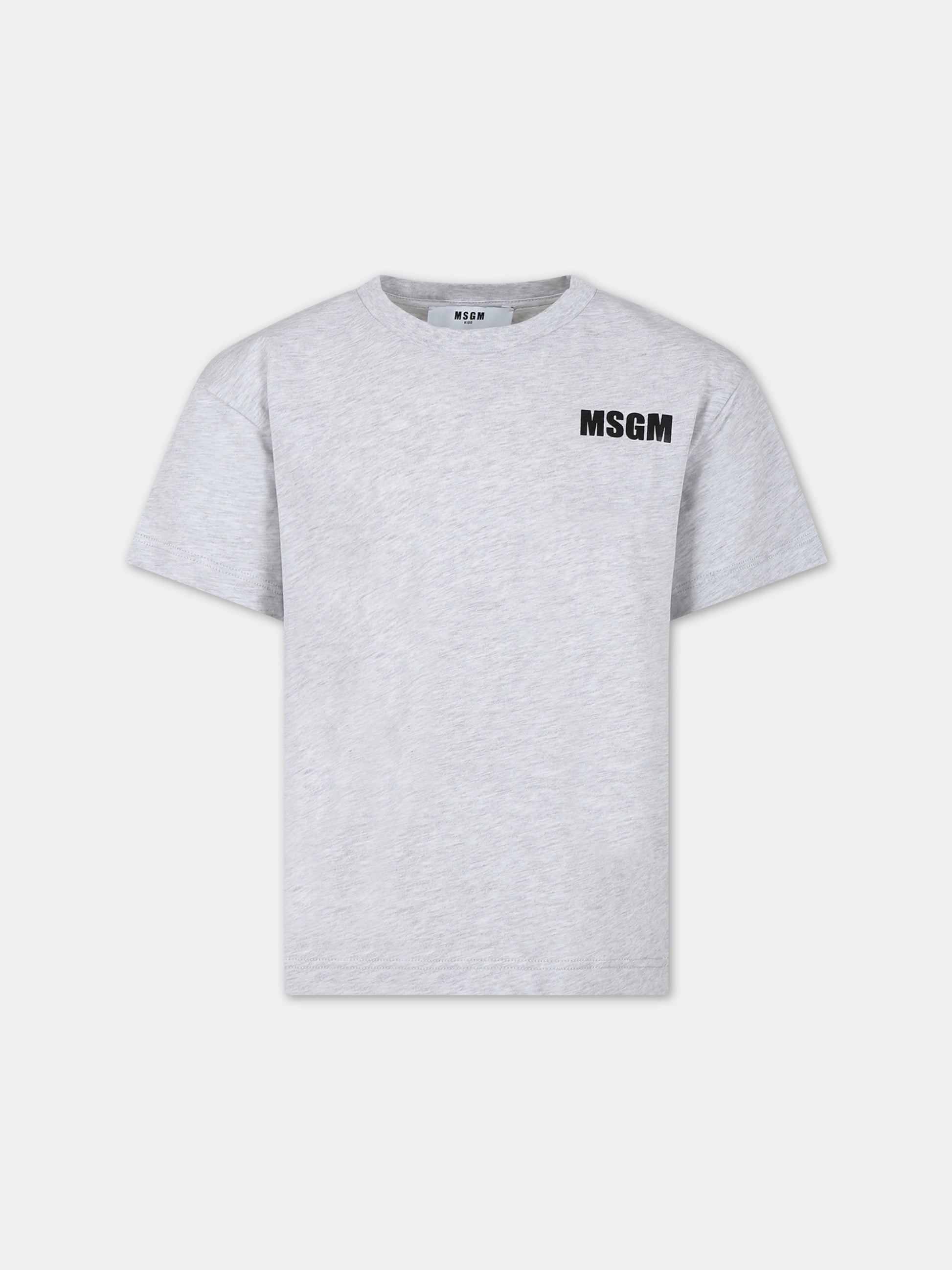 T-shirt grigia per bambini con logo,Msgm Kids,S4MSJUTH005 107