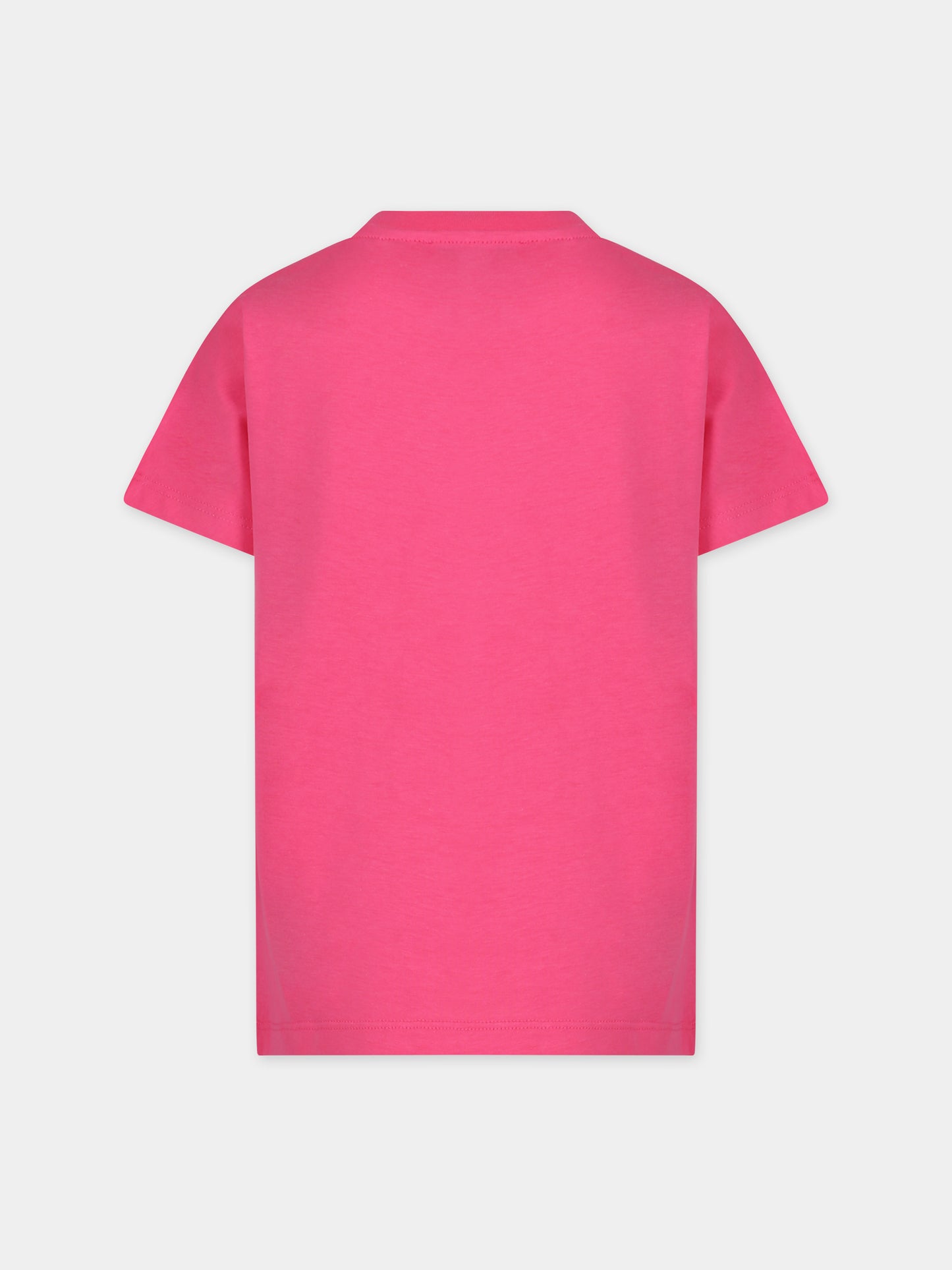 T-shirt fucsia per bambina con logo,Msgm Kids,S4MSJUTH006 044