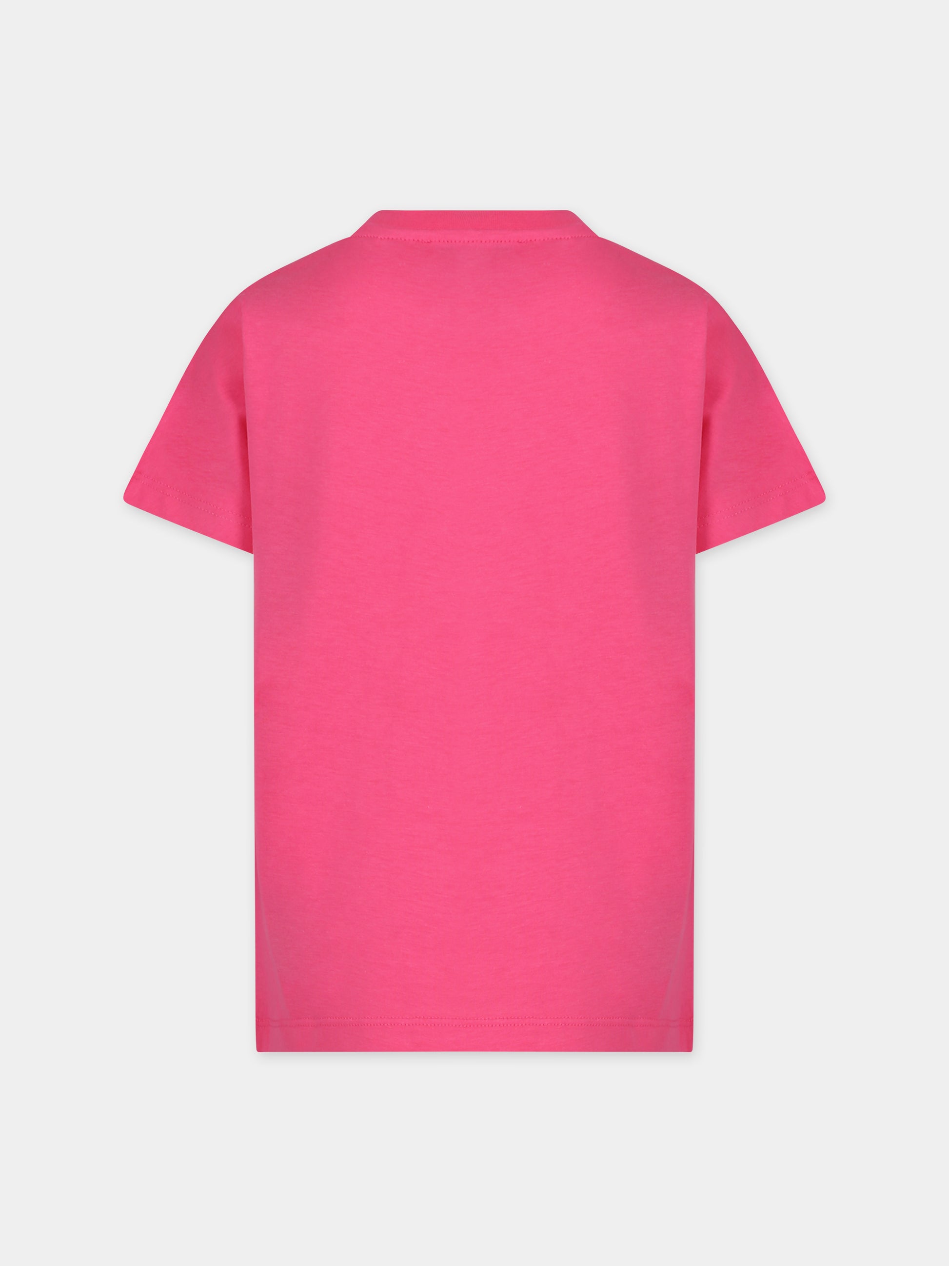 T-shirt fucsia per bambina con logo,Msgm Kids,S4MSJUTH006 044