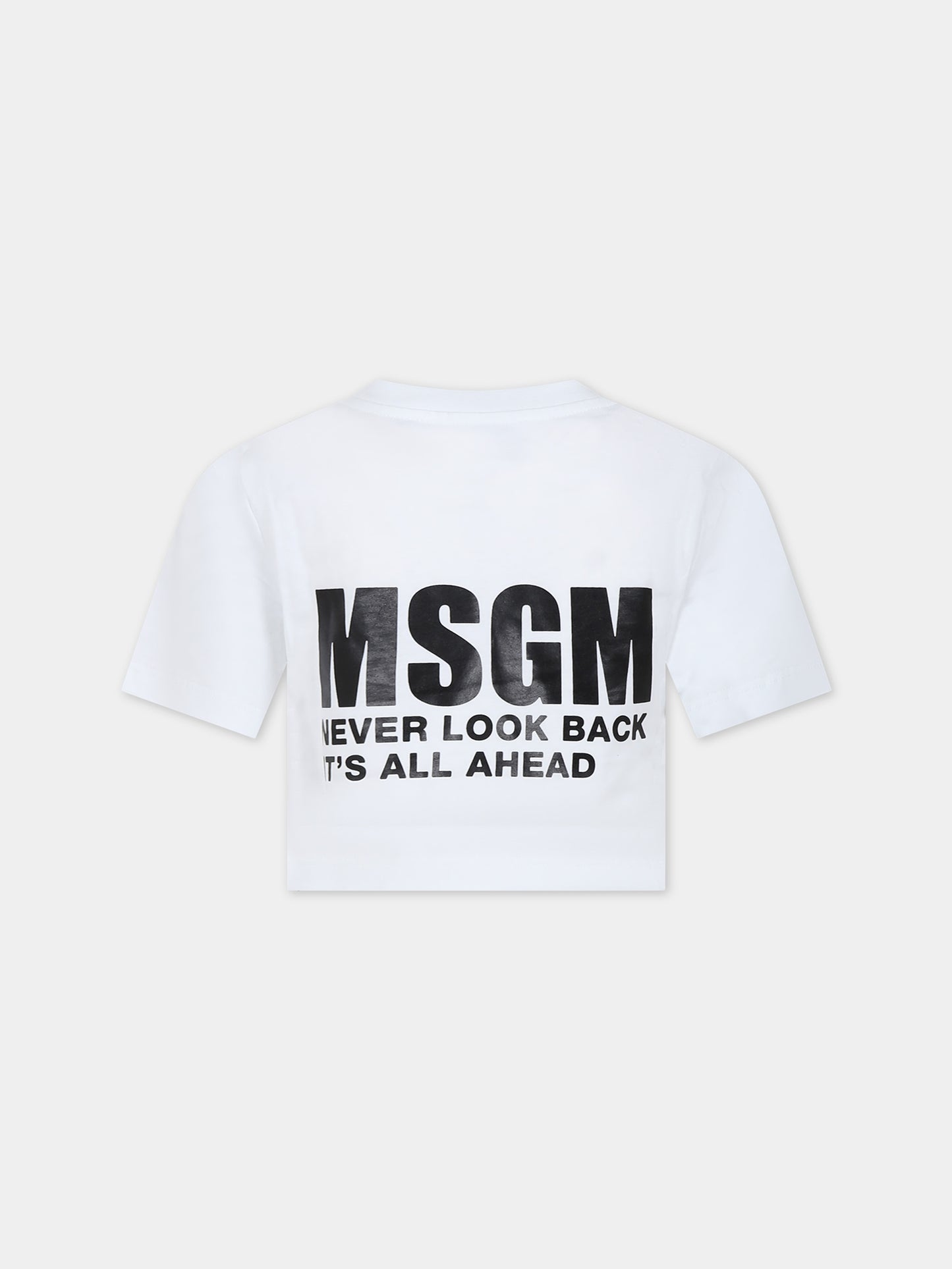T-shirt bianca per bambina con logo,Msgm Kids,S4MSJGTH007 001