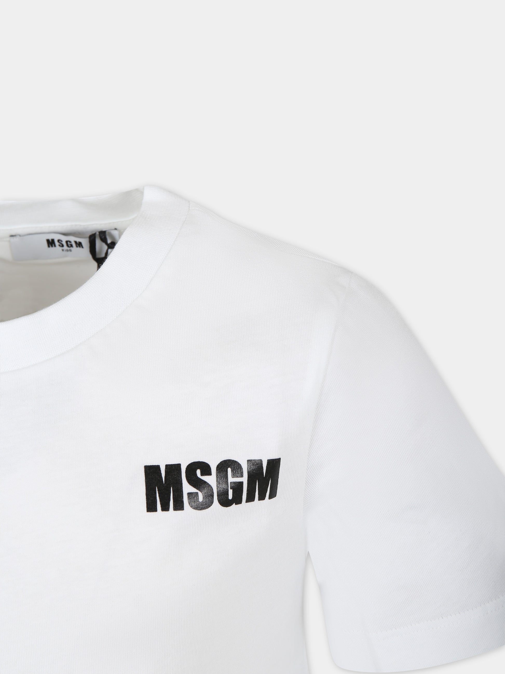 T-shirt bianca per bambina con logo,Msgm Kids,S4MSJGTH007 001