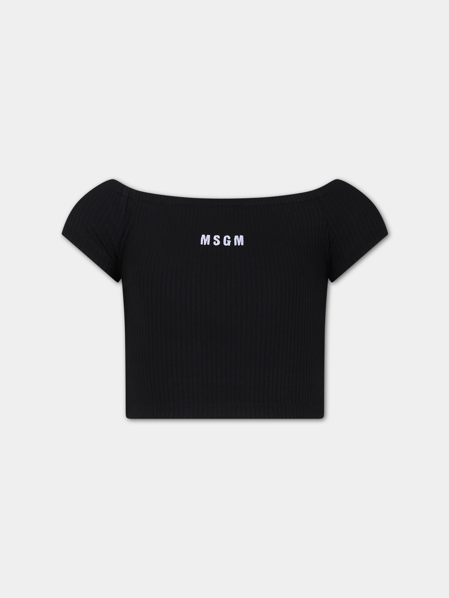 T-shirt nera per bambina con logo,Msgm Kids,S4MSJGTO187 110
