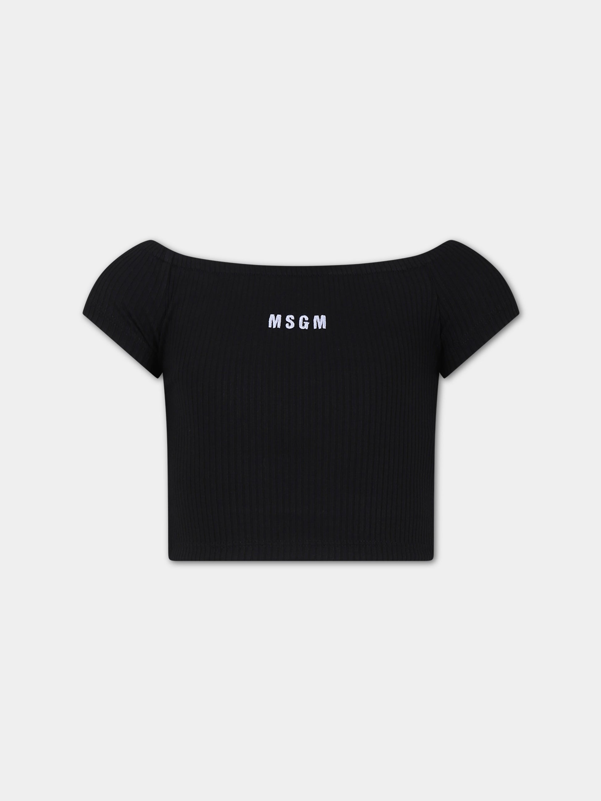 T-shirt nera per bambina con logo,Msgm Kids,S4MSJGTO187 110