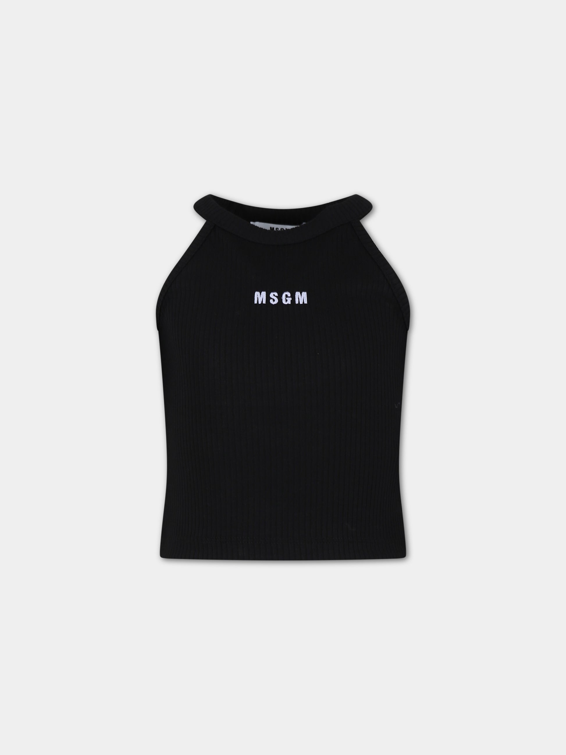 Canotta nera per bambina con logo,Msgm Kids,S4MSJGTA177 110
