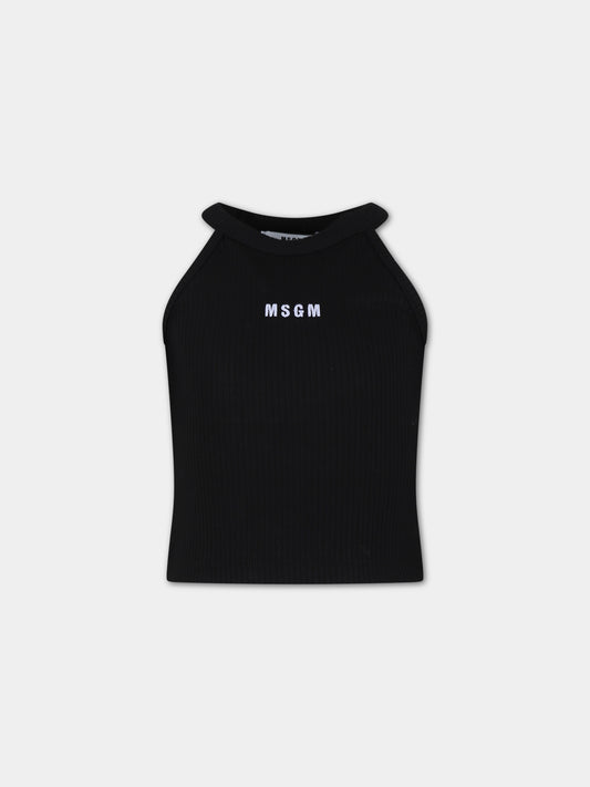 Canotta nera per bambina con logo,Msgm Kids,S4MSJGTA177 110