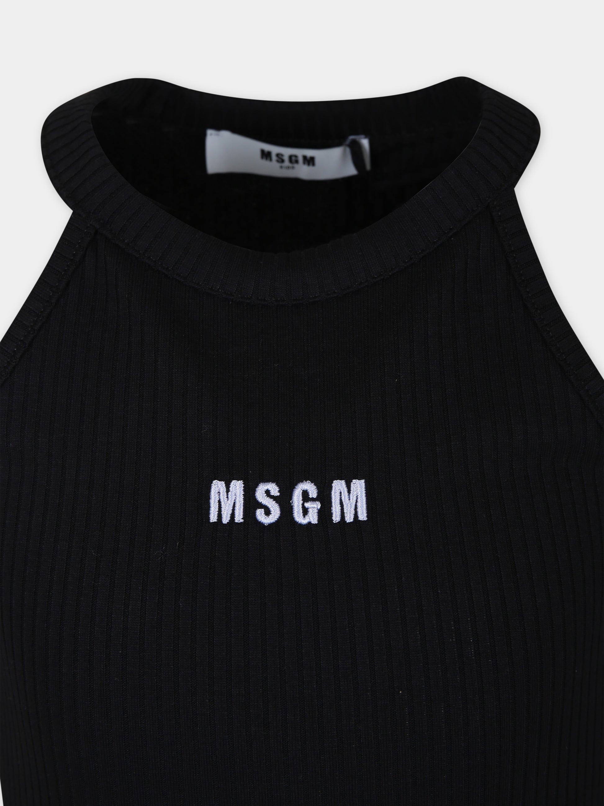 Canotta nera per bambina con logo,Msgm Kids,S4MSJGTA177 110