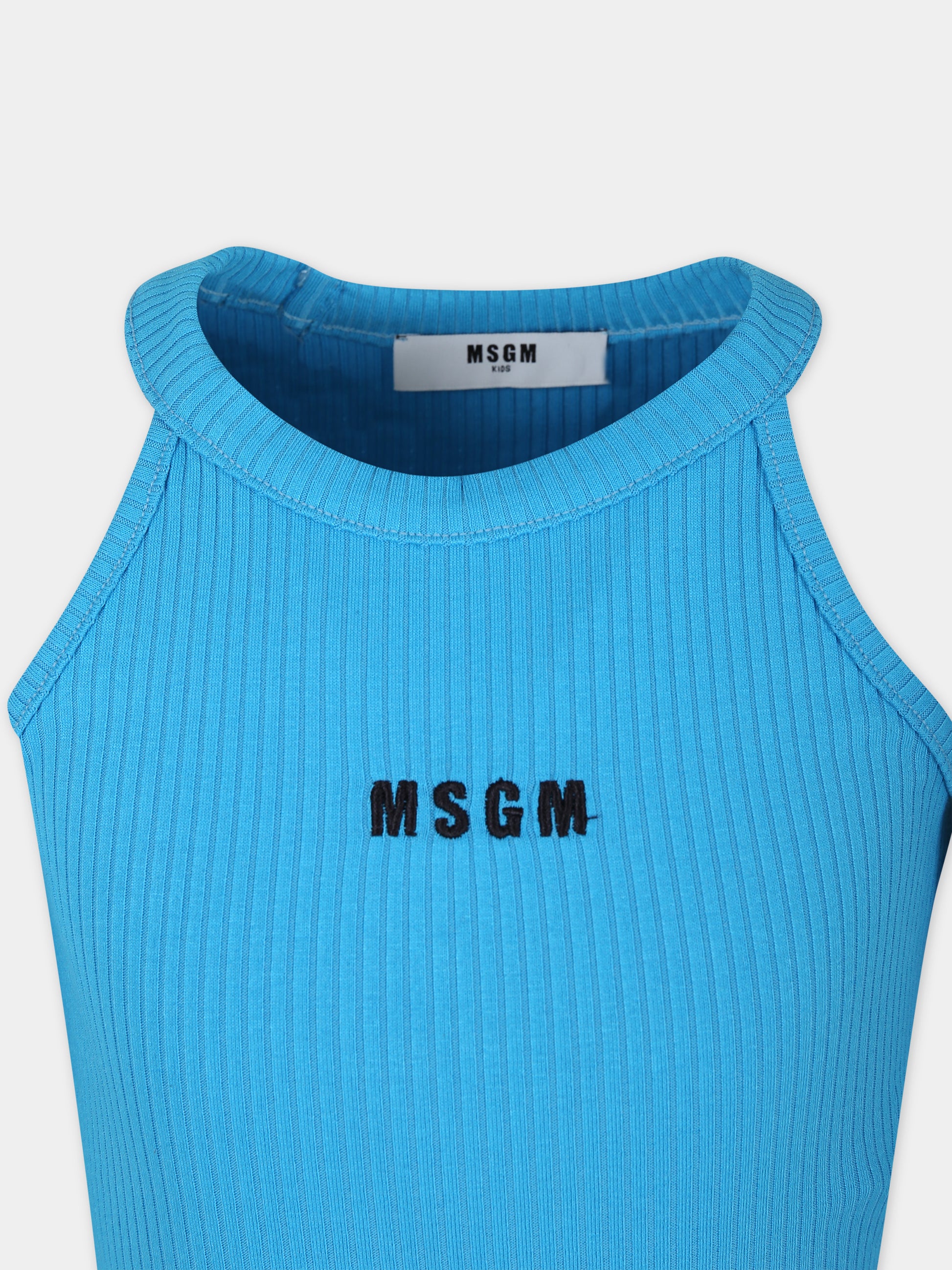 Canotta azzurra per bambina con logo,Msgm Kids,S4MSJGTA177 051