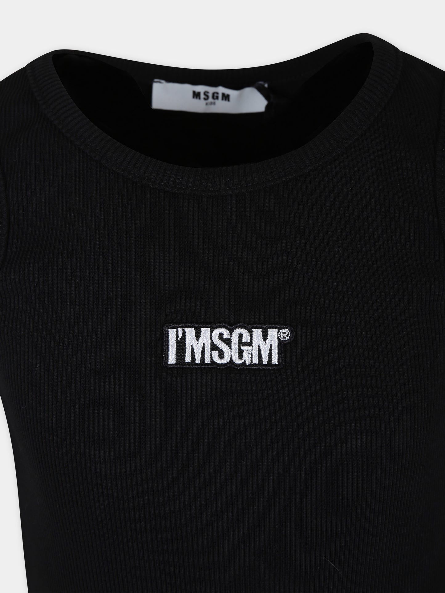 Canotta nera per bambina con logo,Msgm Kids,S4MSJGTA314 110