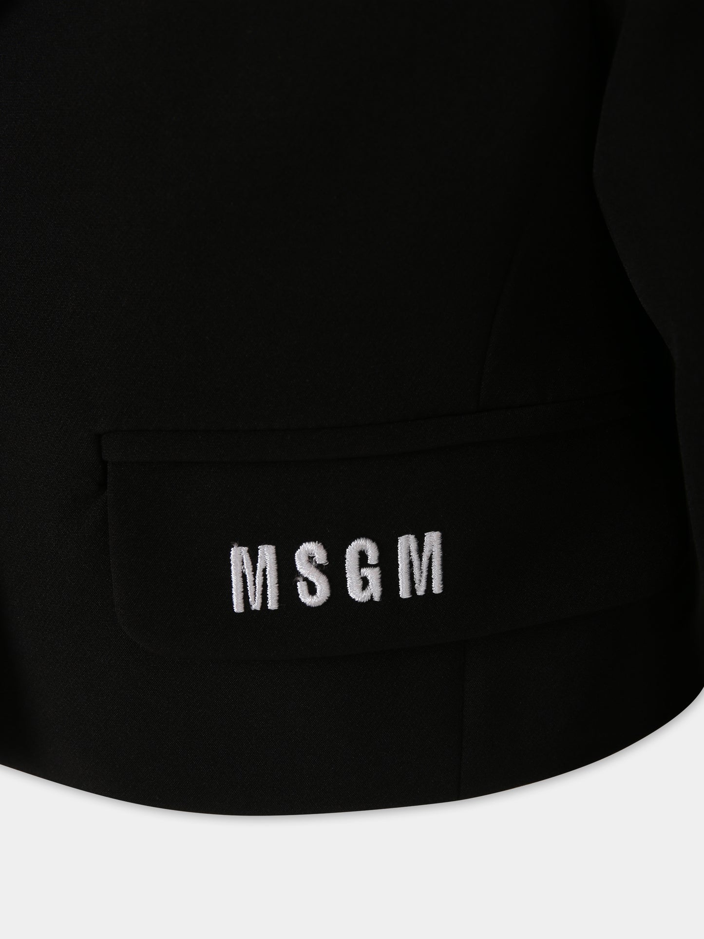 Giacca nera per bambina con logo,Msgm Kids,S4MSJGJK160 110