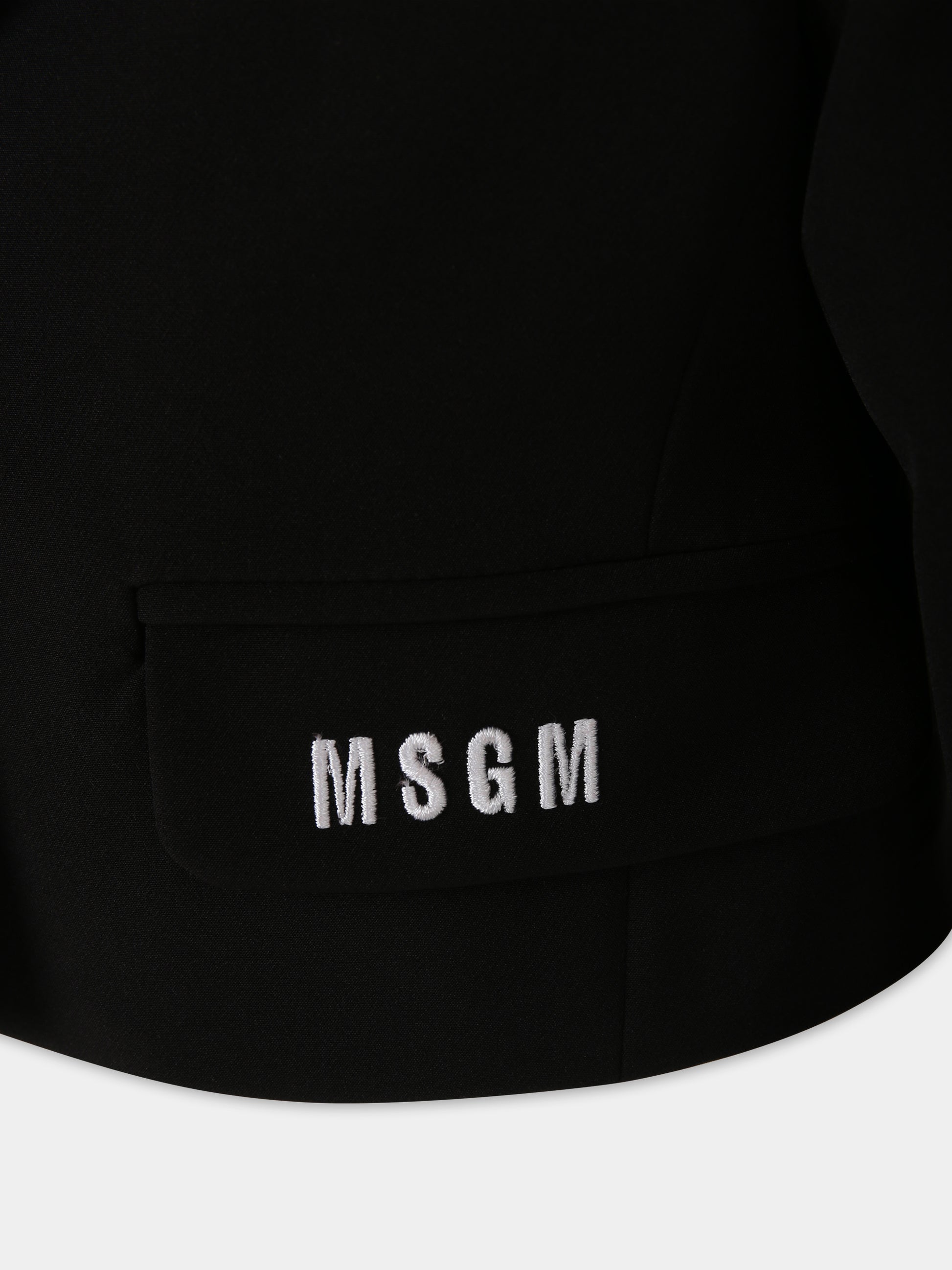 Giacca nera per bambina con logo,Msgm Kids,S4MSJGJK160 110