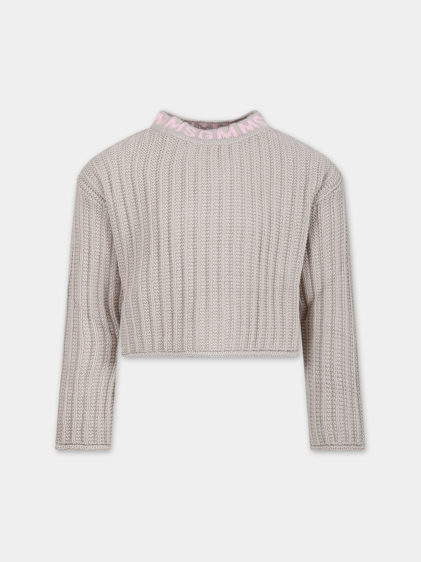 Maglione beige per bambina con logo,Msgm Kids,S4MSJGJP082 015