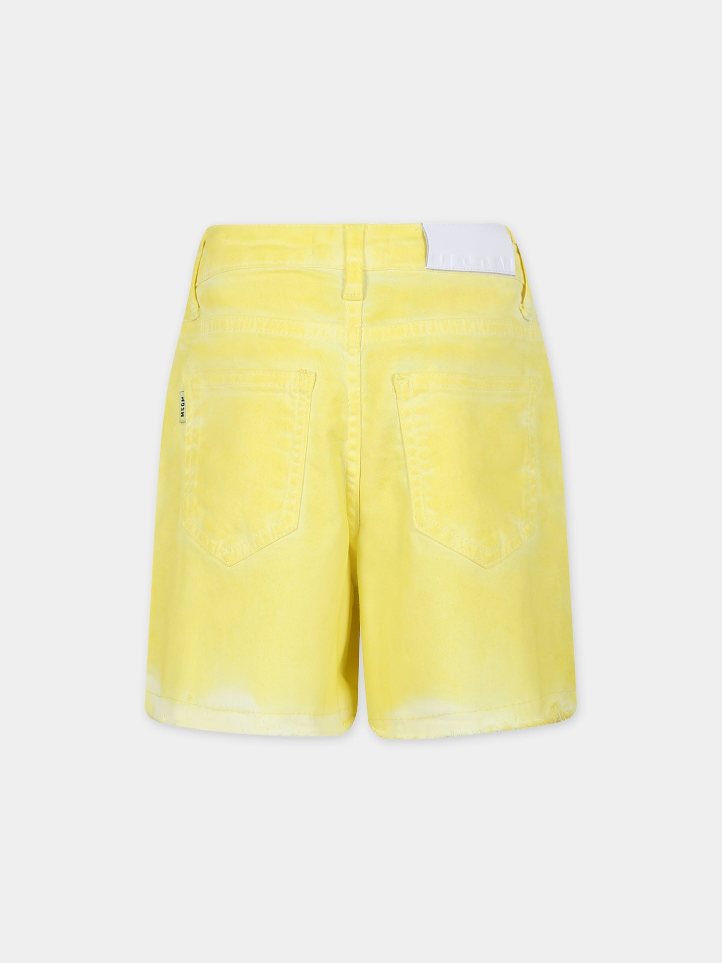 Shorts gialli per bambina con logo,Msgm Kids,S4MSJGSH038 020