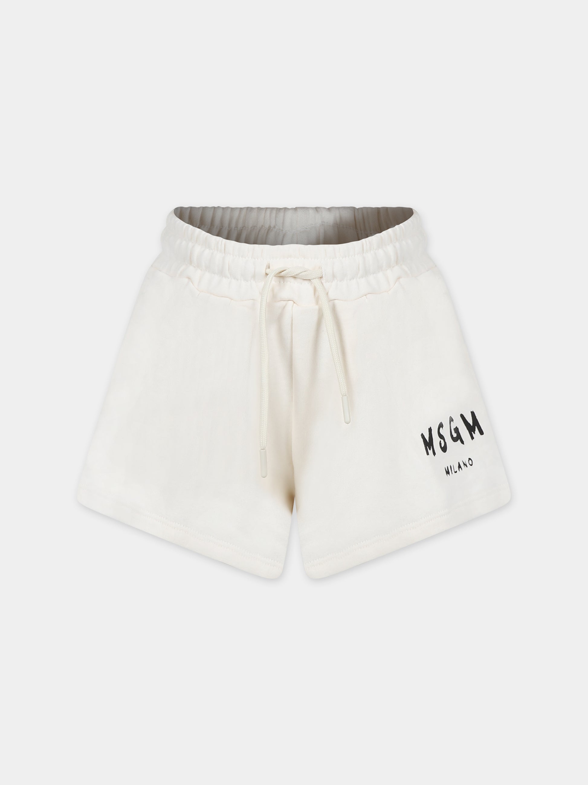 Shorts avorio per bambina con logo,Msgm Kids,S4MSJGSH024 013