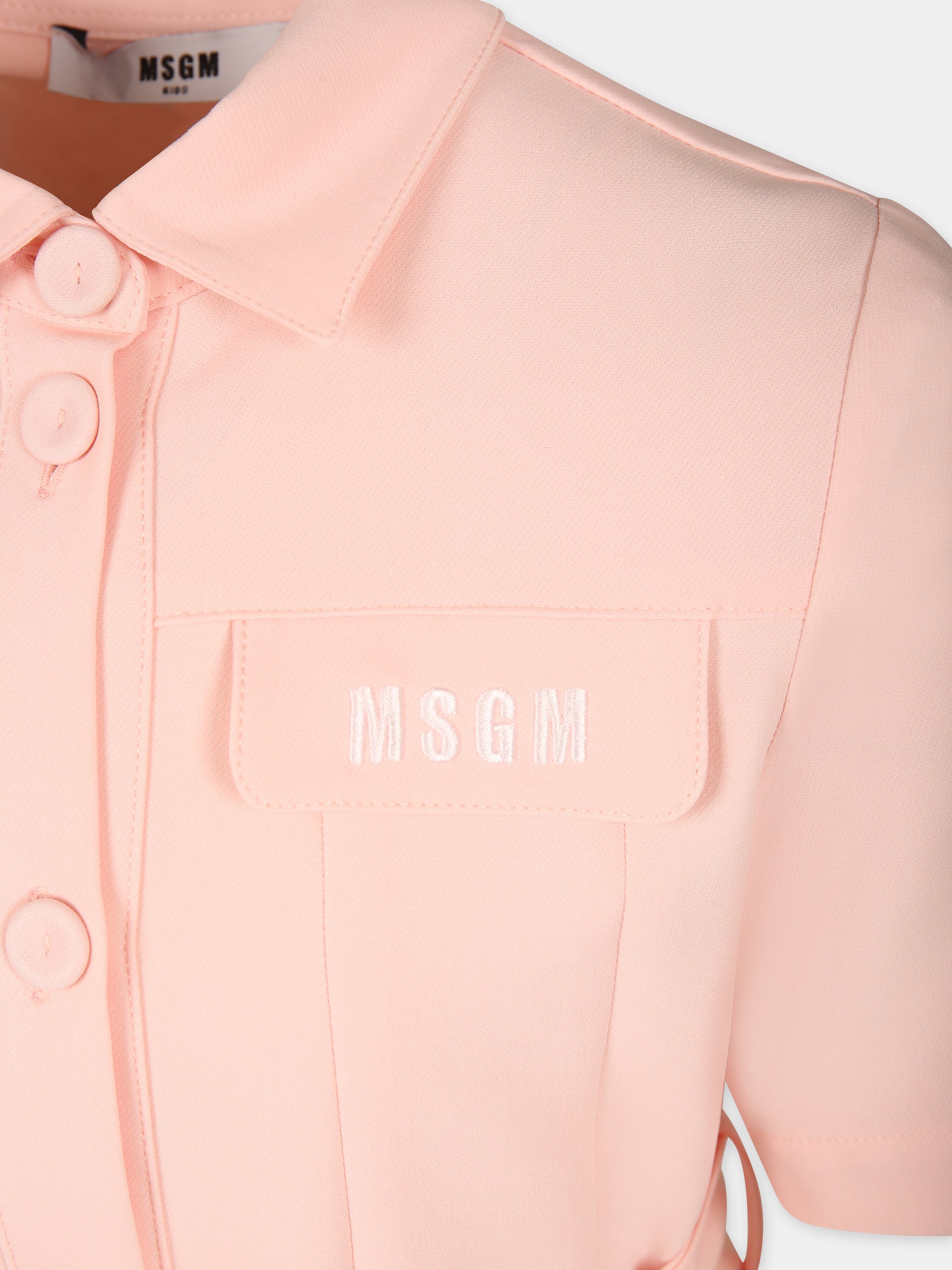 Vestito rosa per bambina con logo,Msgm Kids,S4MSJGDR063 049