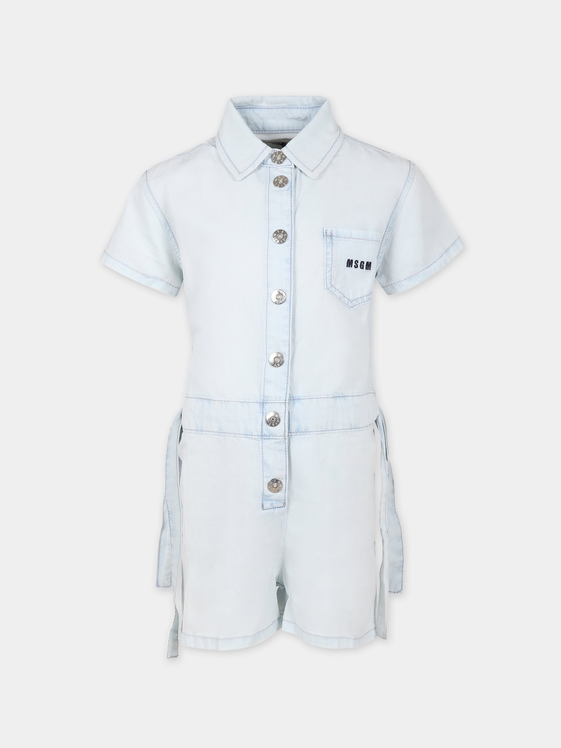 Jumpsuit celesti per bambina con logo,Msgm Kids,S4MSJGJS046 126