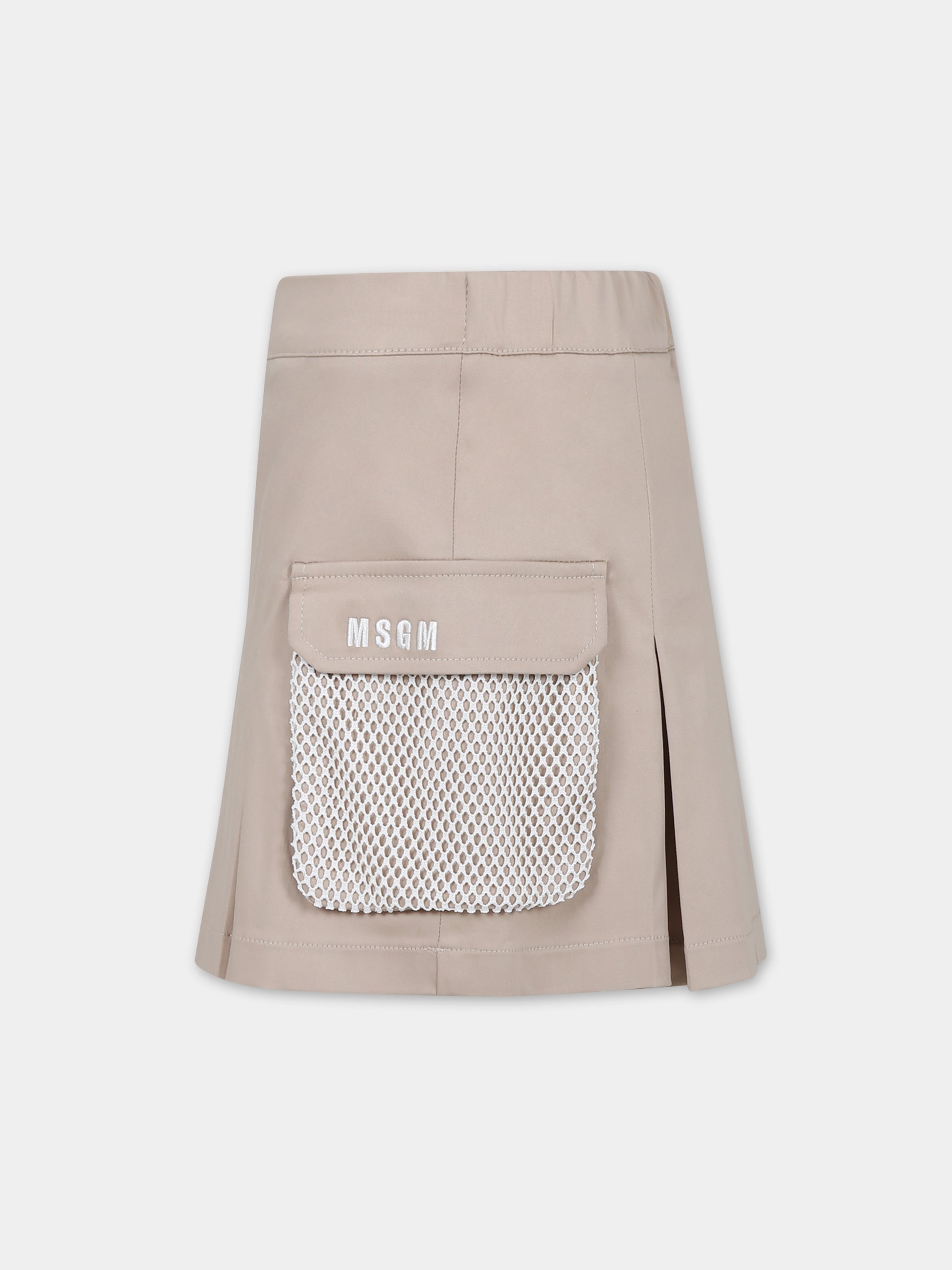 Gonna beige per bambina con logo,Msgm Kids,S4MSJGSK075 015