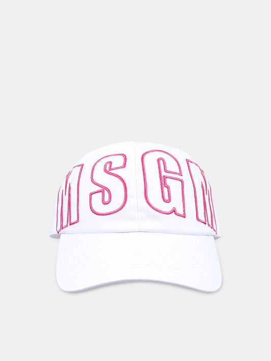 Cappello bianco per bambina con logo,Msgm Kids,S4MSJUBC016 001