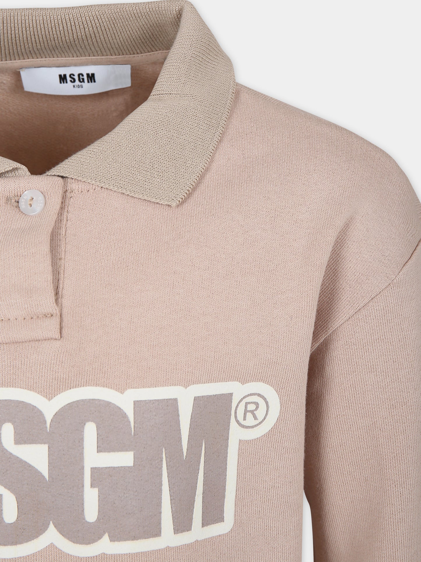 Felpa beige per bambino con logo,Msgm Kids,S4MSJUSW203 015