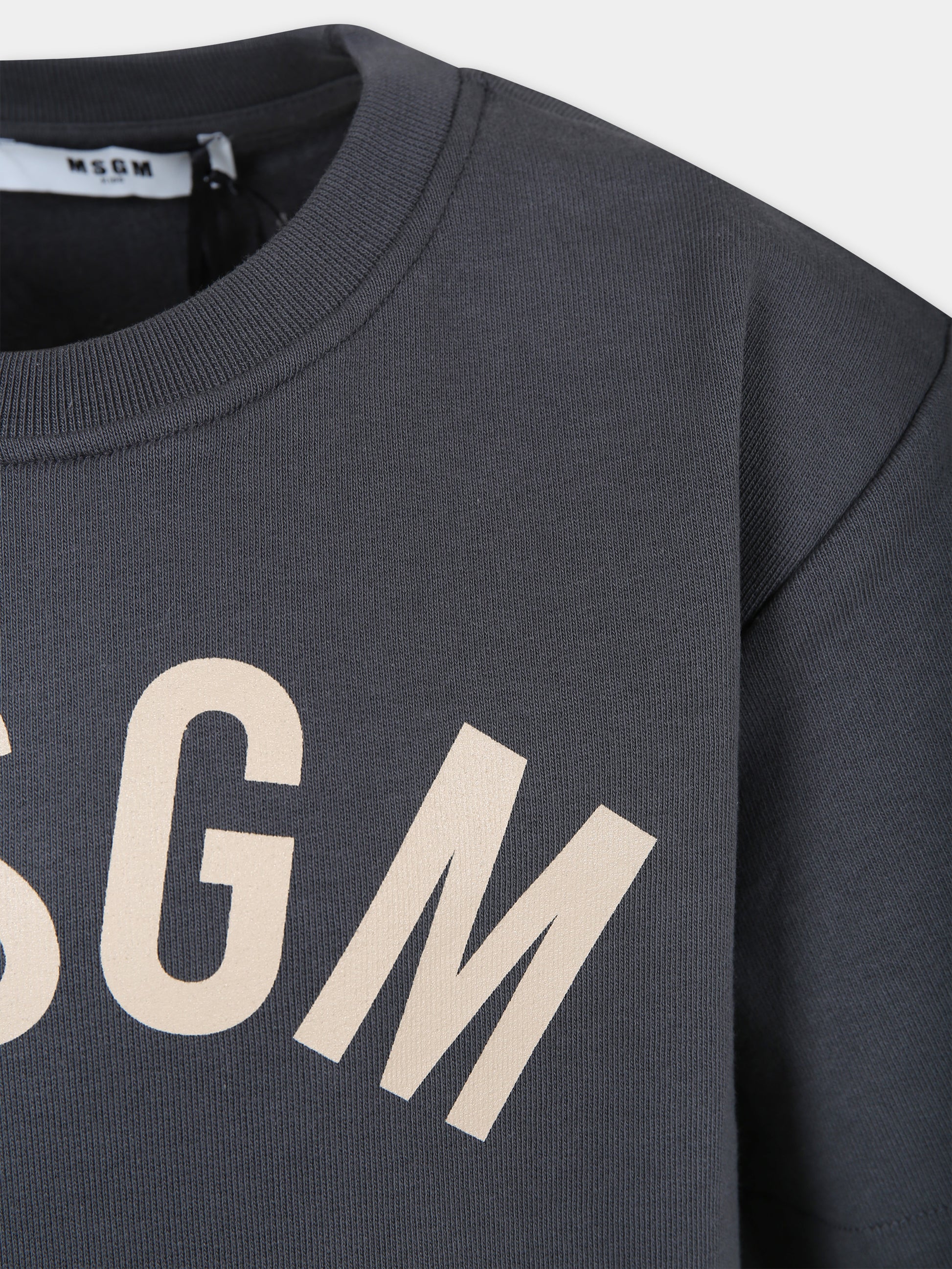 Felpa grigia per bambino con logo,Msgm Kids,S4MSJBSW263 103