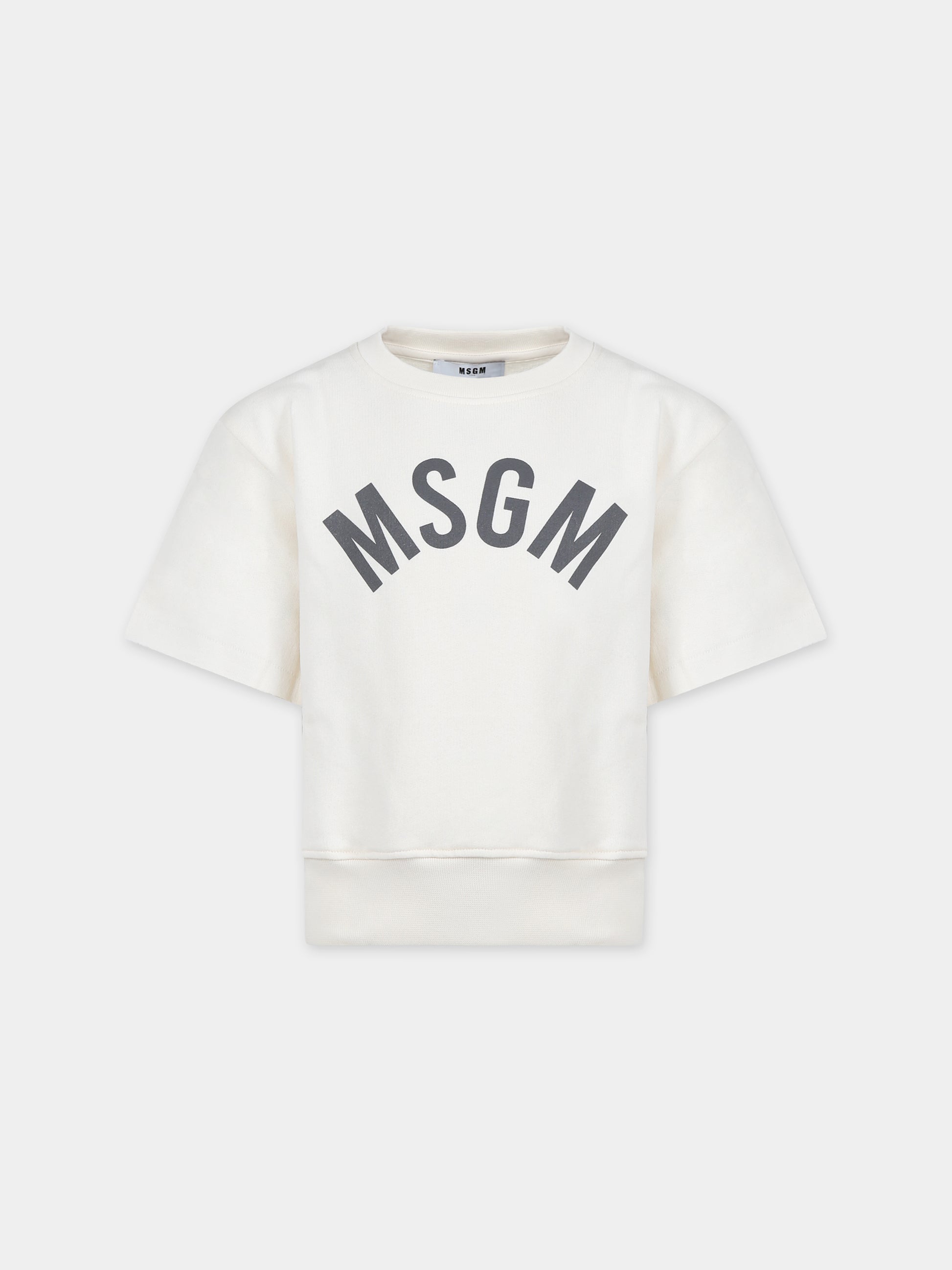 Felpa avorio per bambino con logo,Msgm Kids,S4MSJBSW263 013