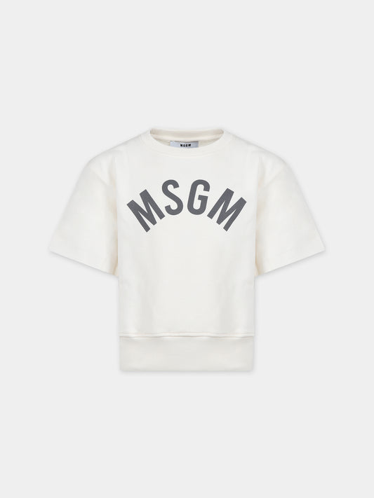 Felpa avorio per bambino con logo,Msgm Kids,S4MSJBSW263 013